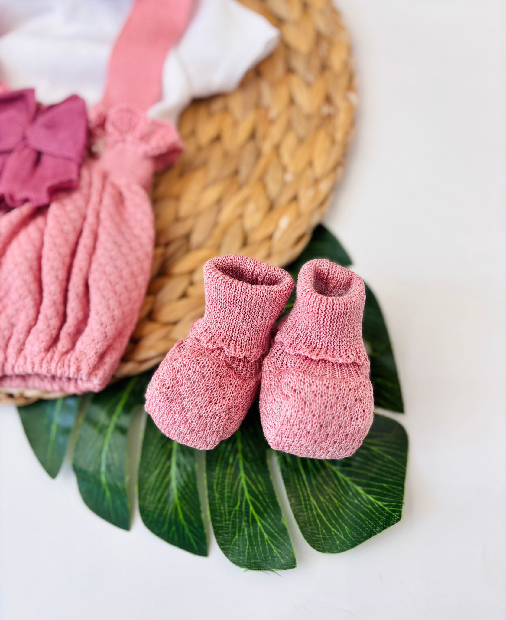 SALOPETTE CON PARURE 100% FILO DI COTONE ROSA - Noi da piccoli