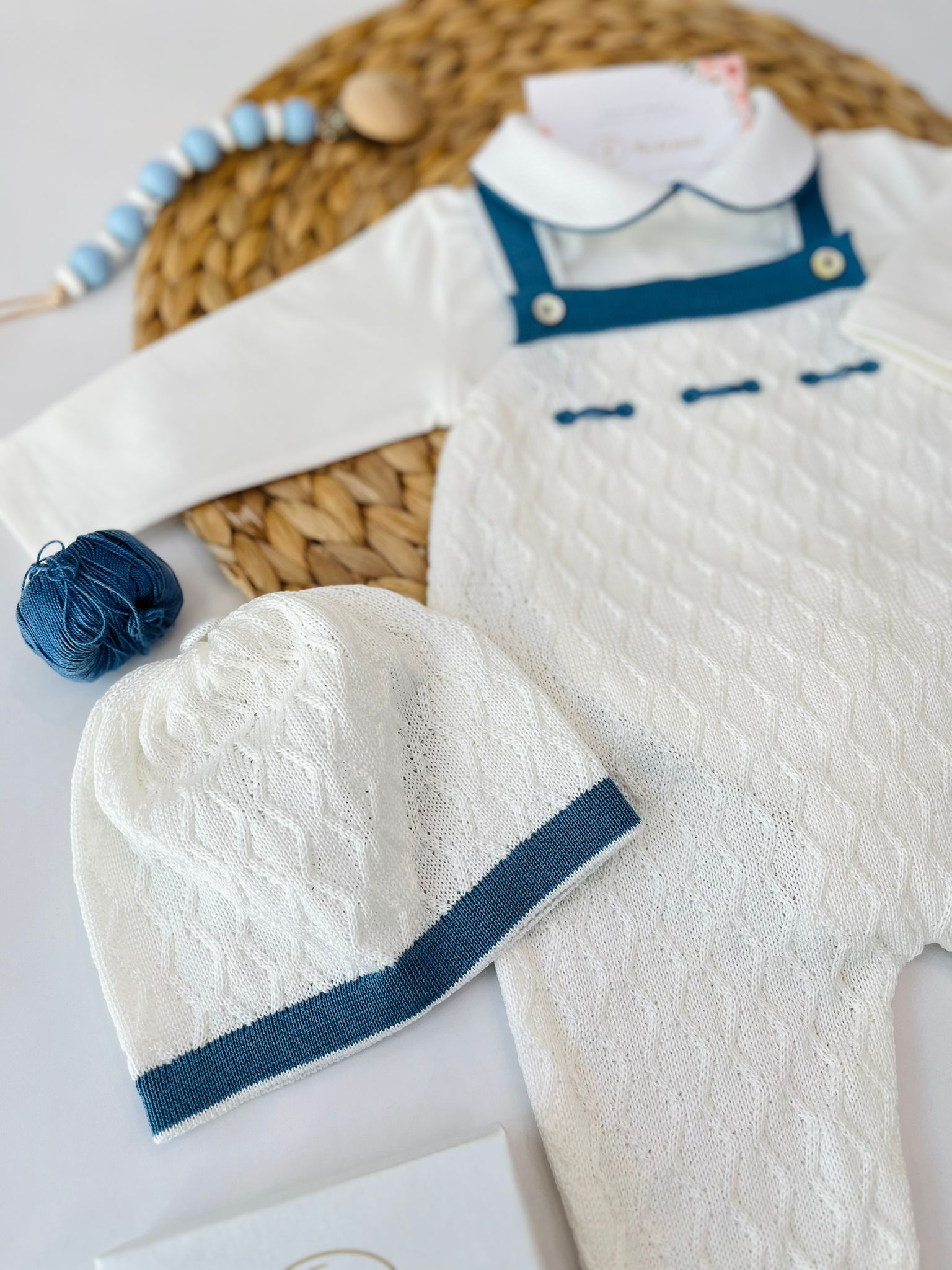 SALOPETTE CON PARURE 100% FILO DI COTONE VANIGLIA OCEANO - Noi da piccoli