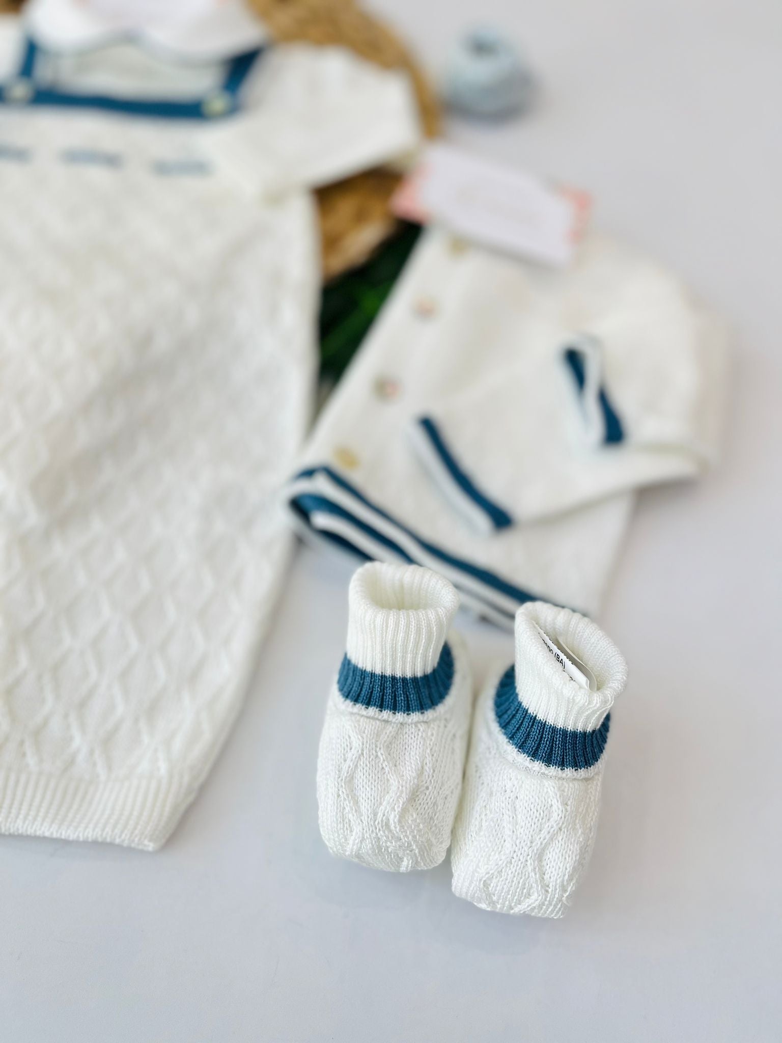 SALOPETTE CON PARURE 100% FILO DI COTONE VANIGLIA OCEANO - Noi da piccoli