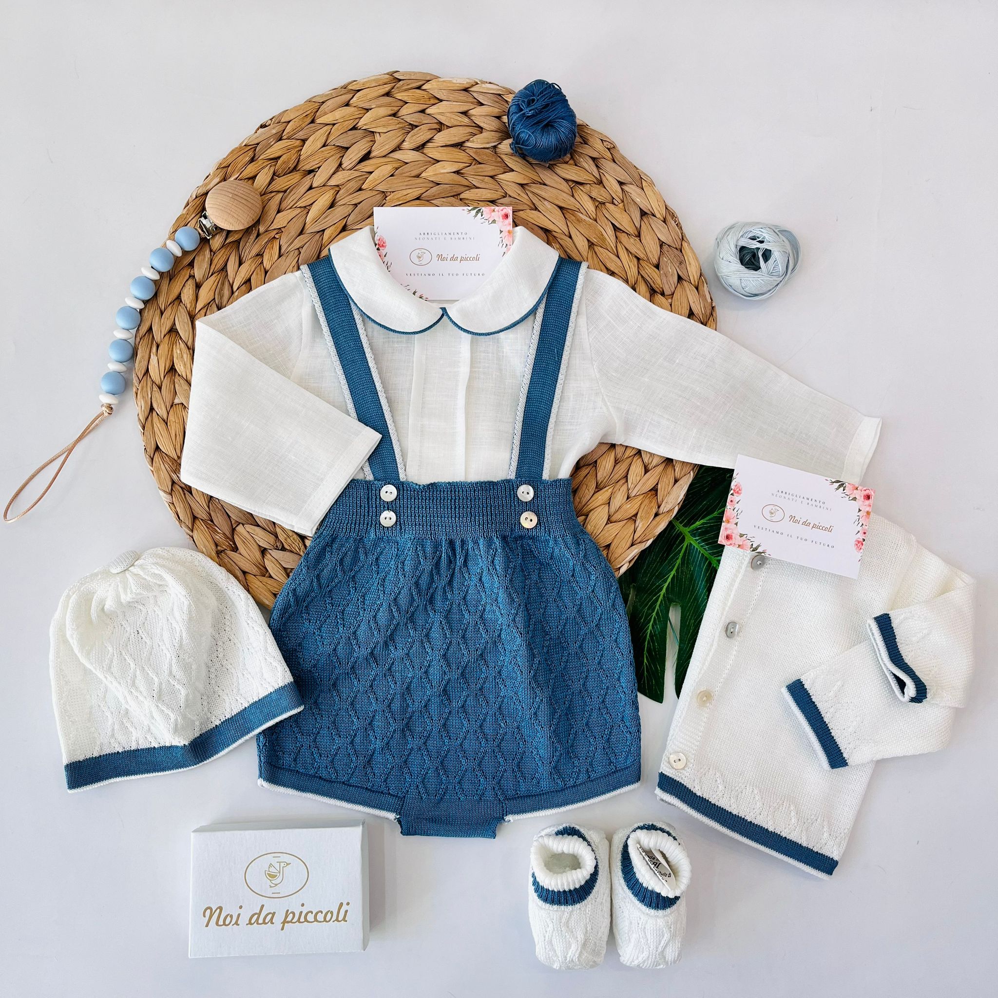 SALOPETTE CON PARURE 100% FILO DI COTONE VANIGLIA OCEANO - Noi da piccoli