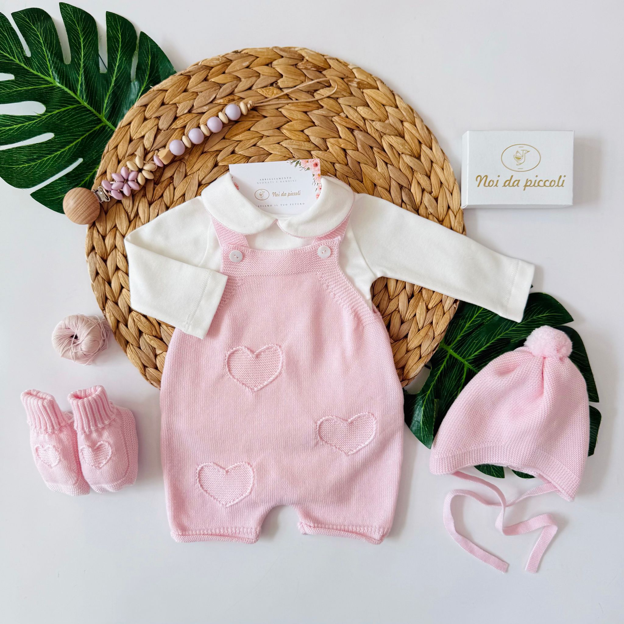 SALOPETTE CON PARURE 100% LANA ROSA - Noi da piccoli