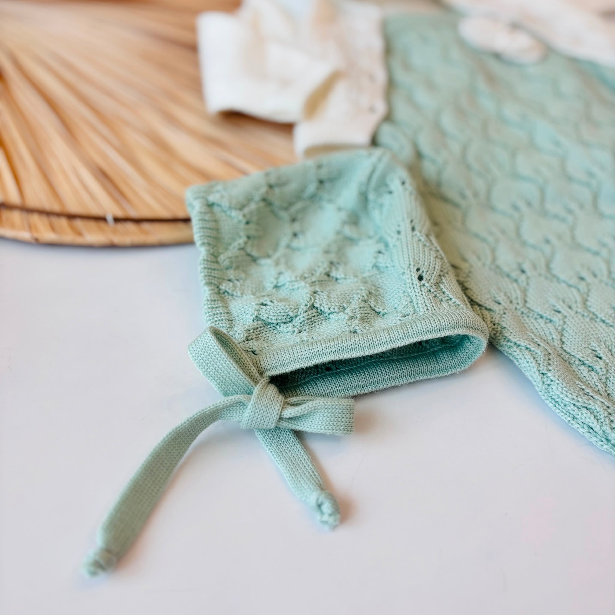 SALOPETTE CON PARURE 100% LANA VERDE E PANNA - Noi da piccoli