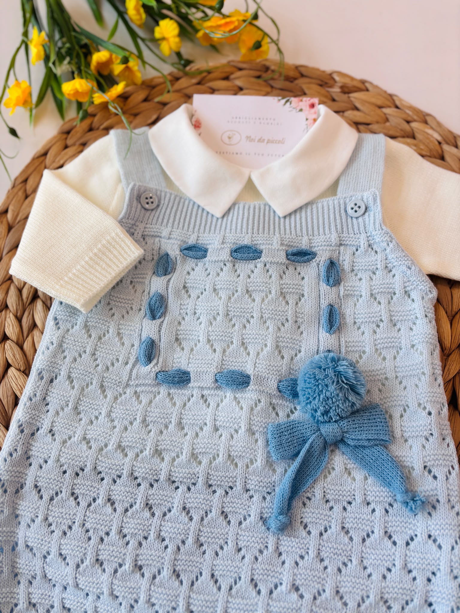 SALOPETTE CON PARURE IN LANA CIELO - Noi da piccoli