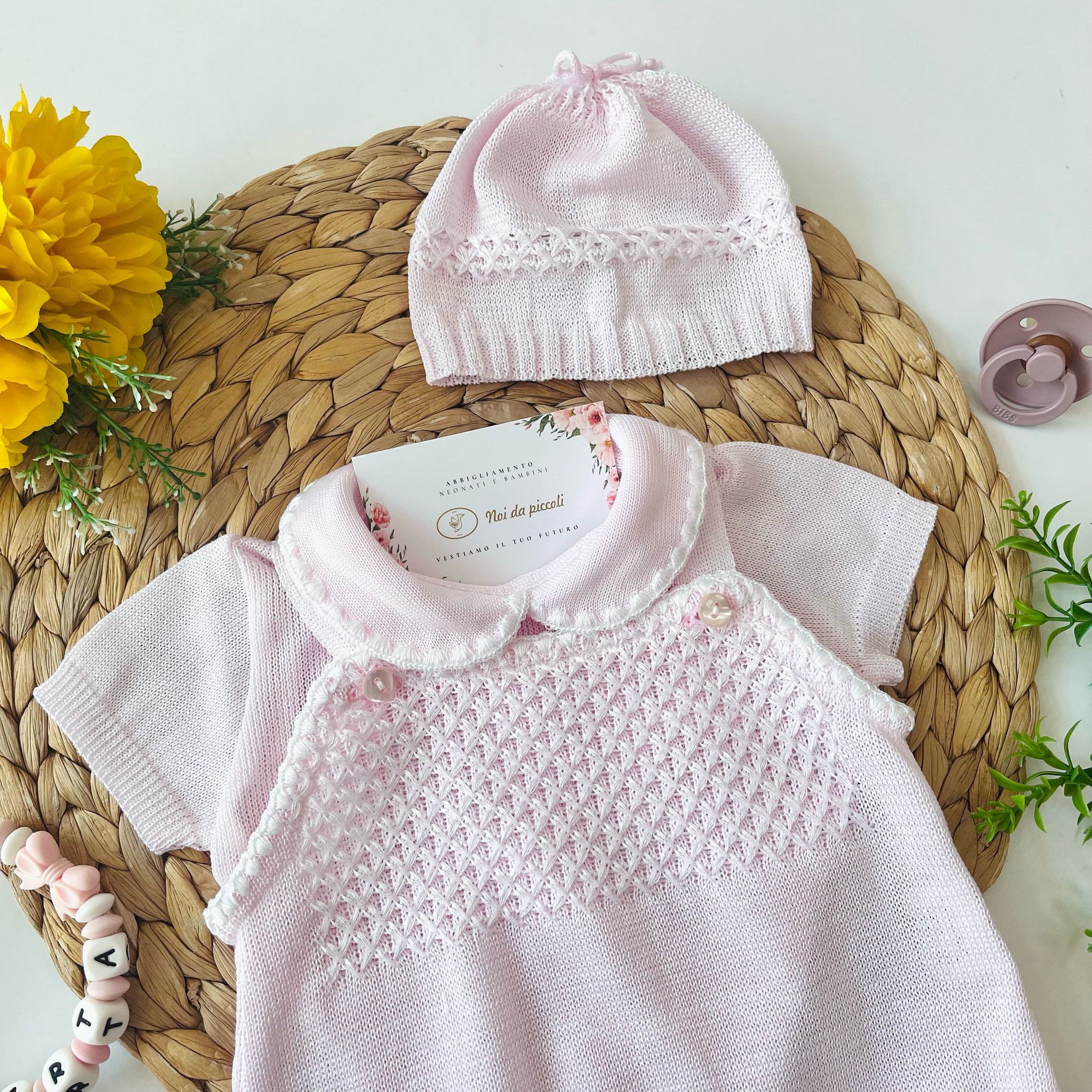 salopette con set parure 100 % COTONE Rosa - Noi da piccoli