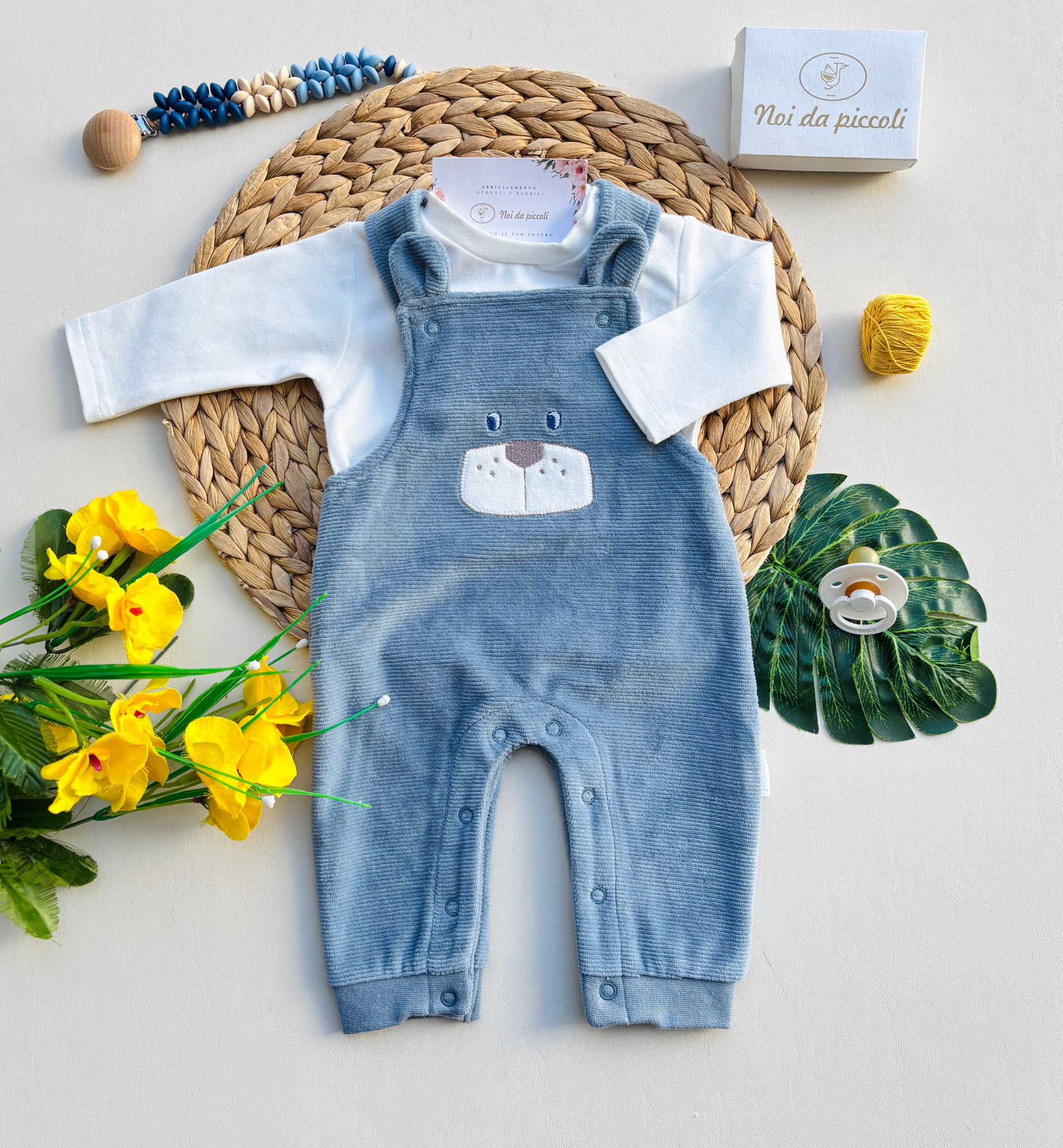 SALOPETTE IN CINIGLIA CON MAGLIETTINA NUBE - Noi da piccoli