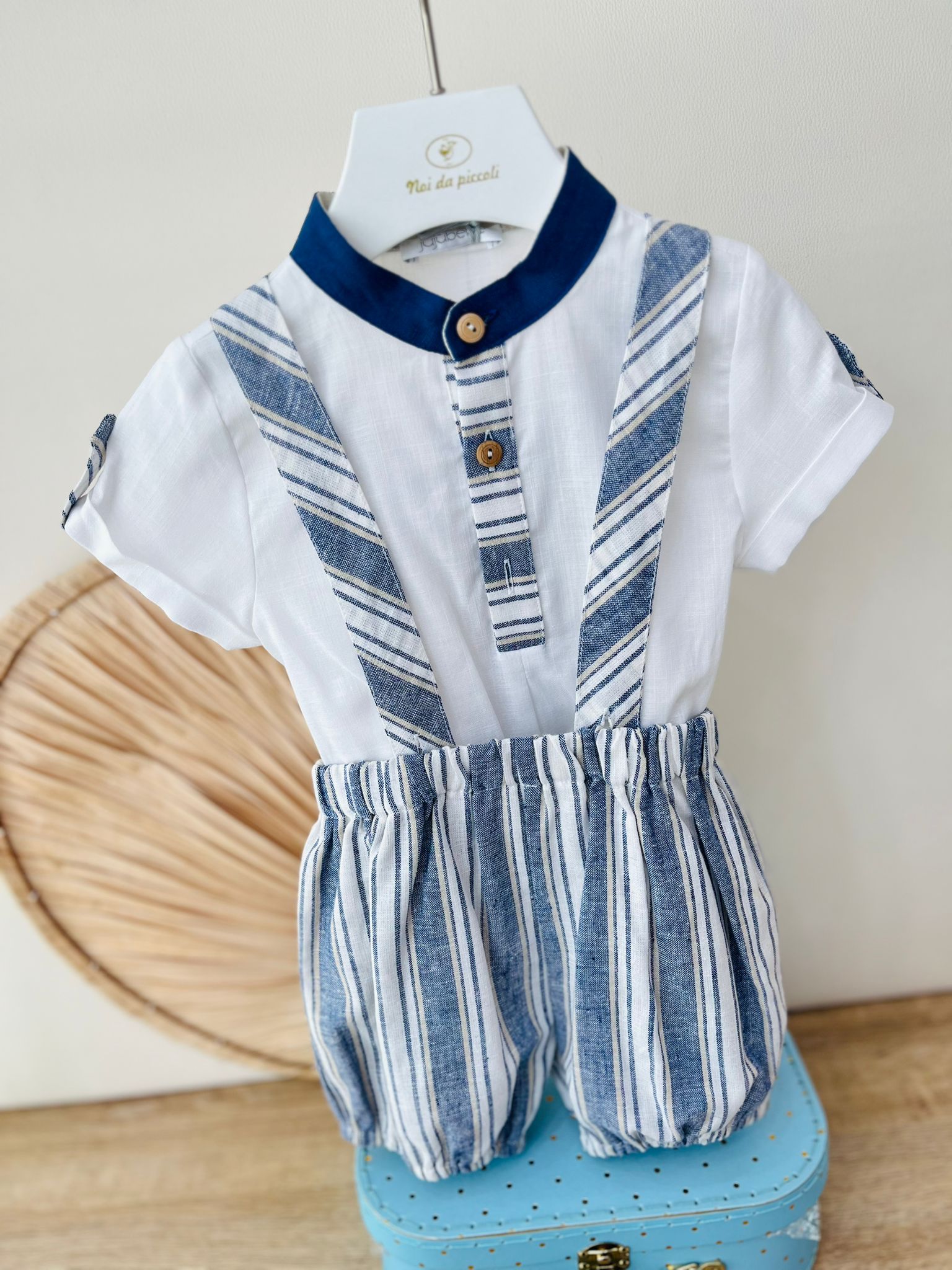 SALOPETTE LINO E COTONE BLU - Noi da piccoli