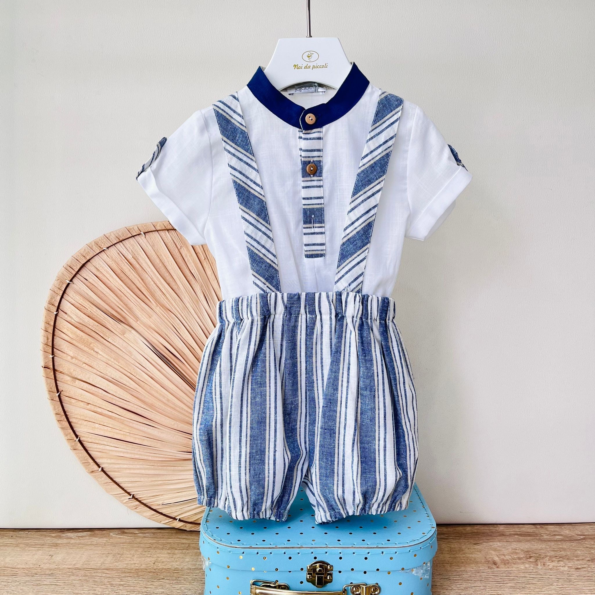 SALOPETTE LINO E COTONE BLU - Noi da piccoli