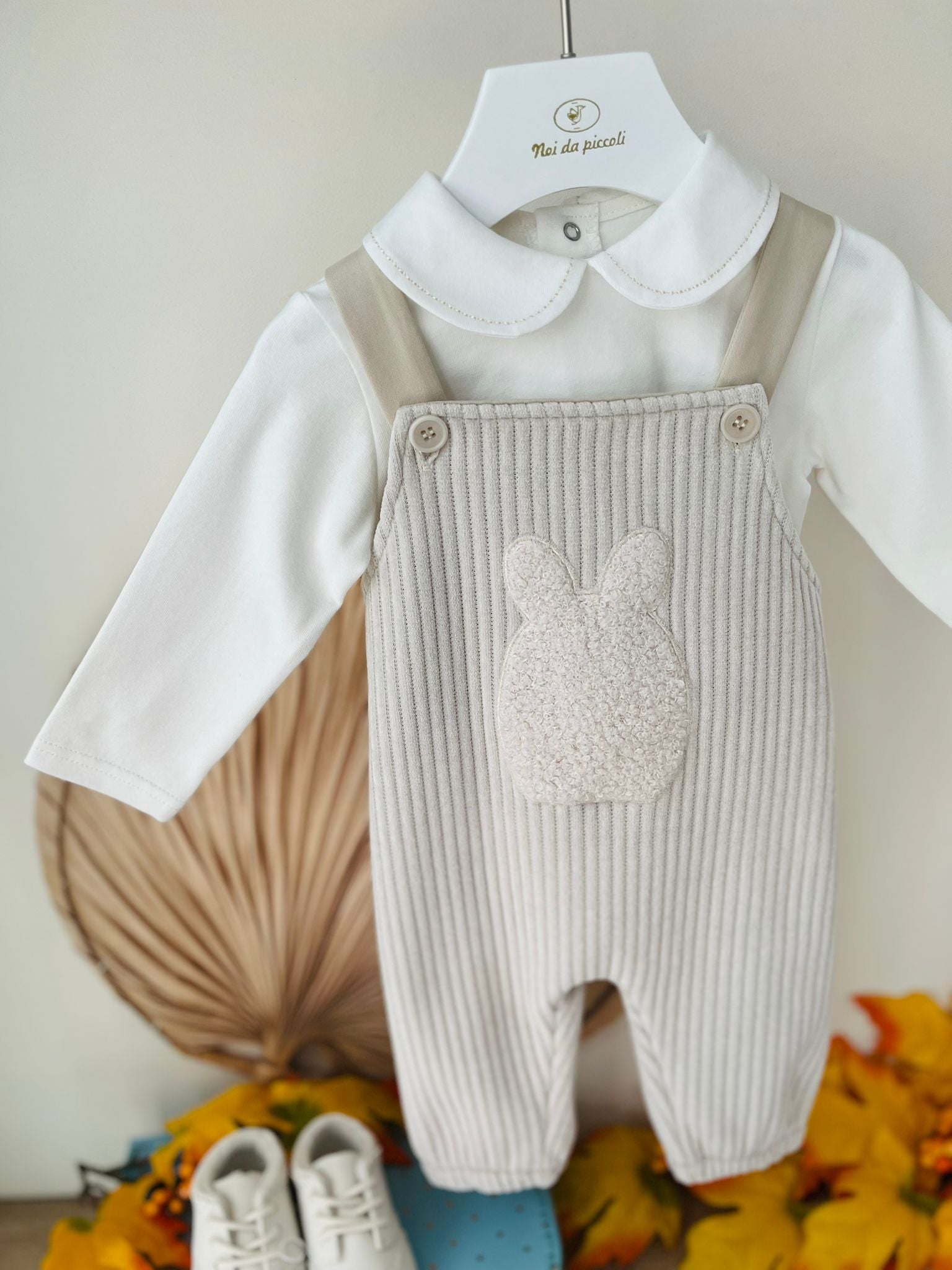 SALOPETTE VELLUTO A COSTINE CON BODY BEIGE - Noi da piccoli