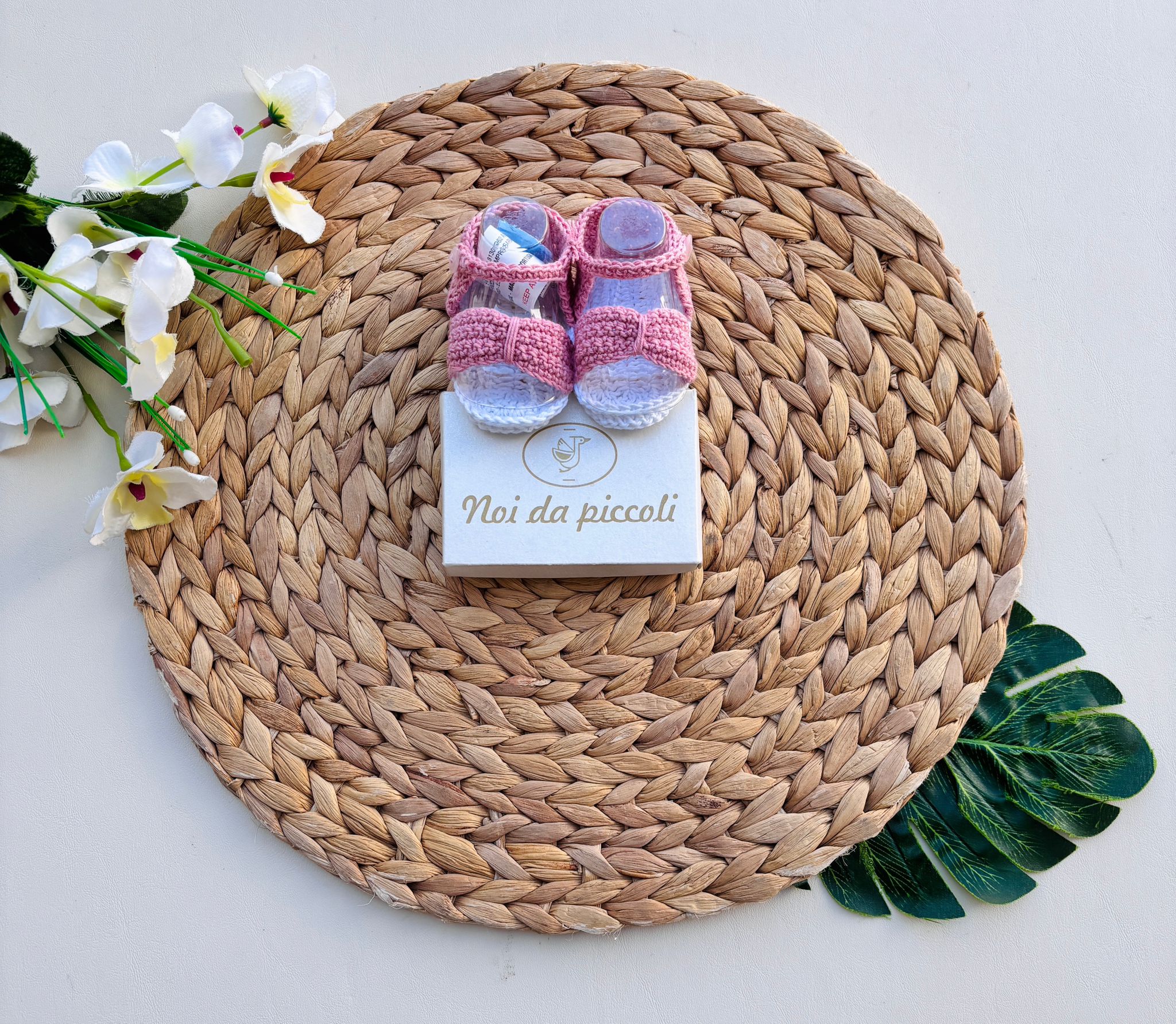 SANDALETTI IN FILO BIANCO ROSA - Noi da piccoli