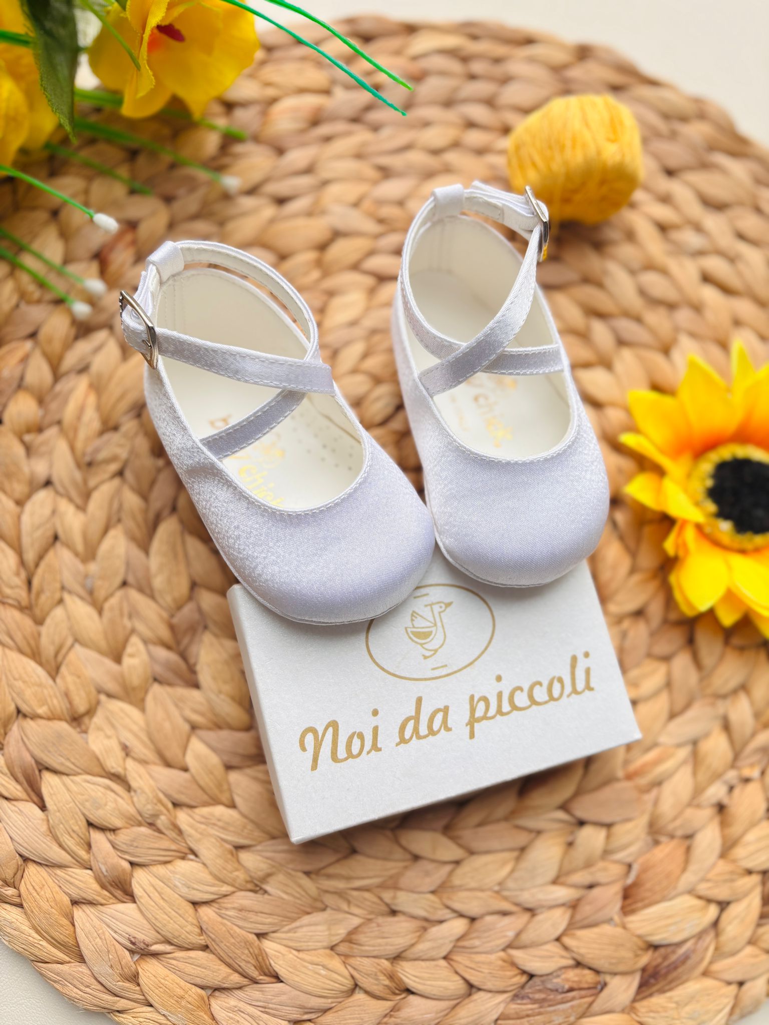 SCARPINE BAMBOLINA IN TESSUTO E PELLE BIANCO - Noi da piccoli