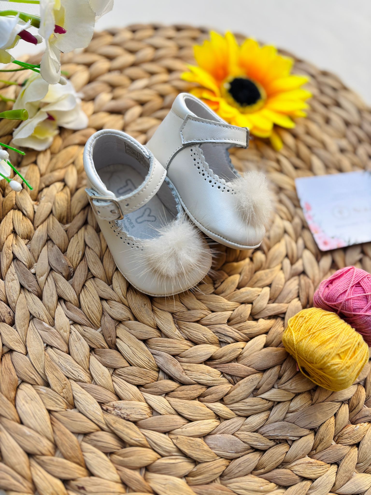 SCARPINE IN PELLE CON POMPON CRUDO - Noi da piccoli