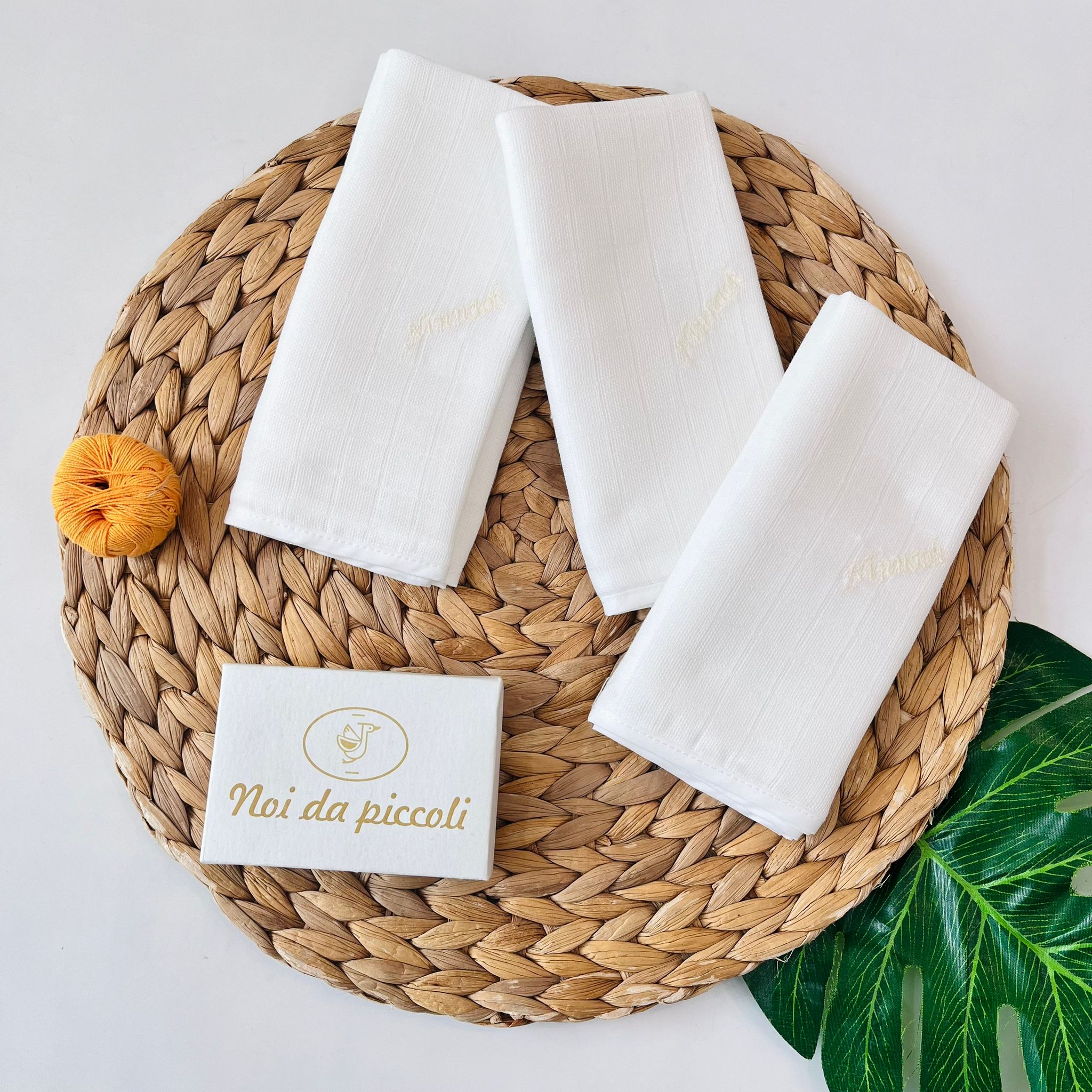 SET 3 MUSSOLE GARZA DI COTONE PANNA - Noi da piccoli