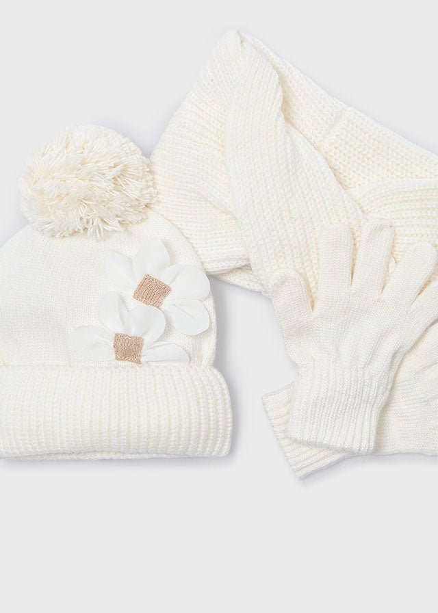 SET 3 Z CON FIORELLINI E POMPON CRUDO - Noi da piccoli