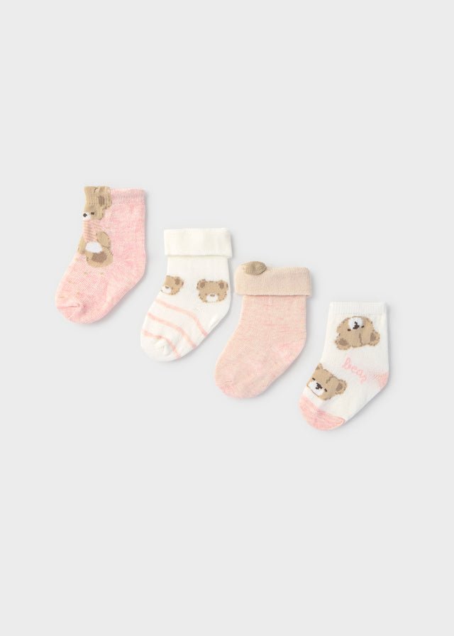 SET CALZINI IN COTONE CALDO ROSA CON ORSETTI - Noi da piccoli