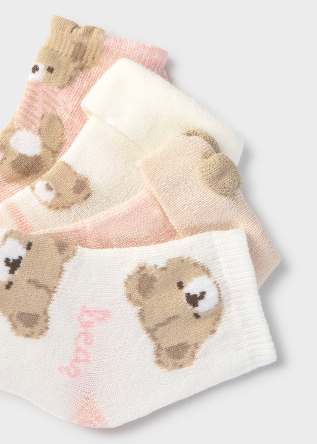 SET CALZINI IN COTONE CALDO ROSA CON ORSETTI - Noi da piccoli