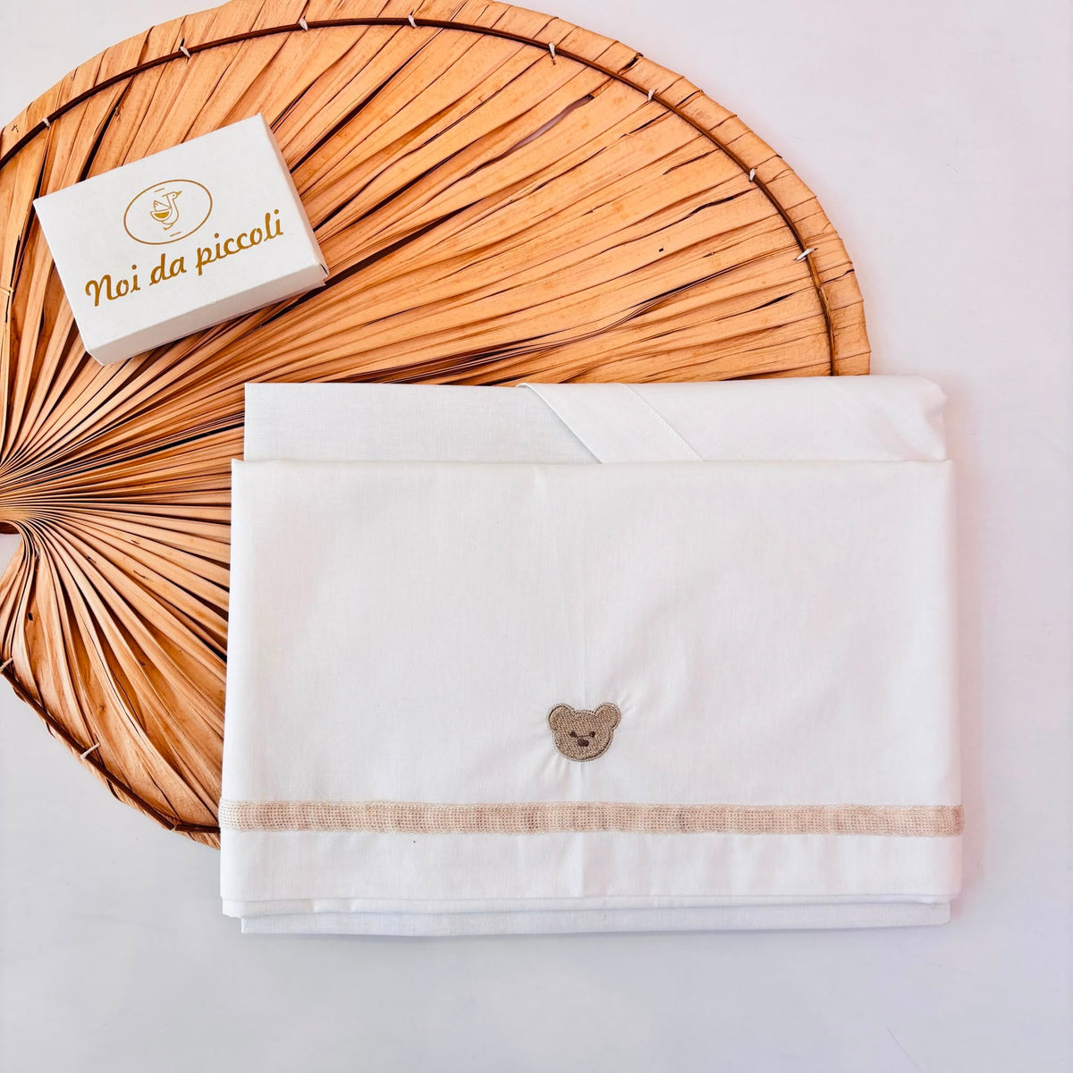 Set Lenzuola 100% Cotone Beige Bebe' Margo' - Noi da piccoli