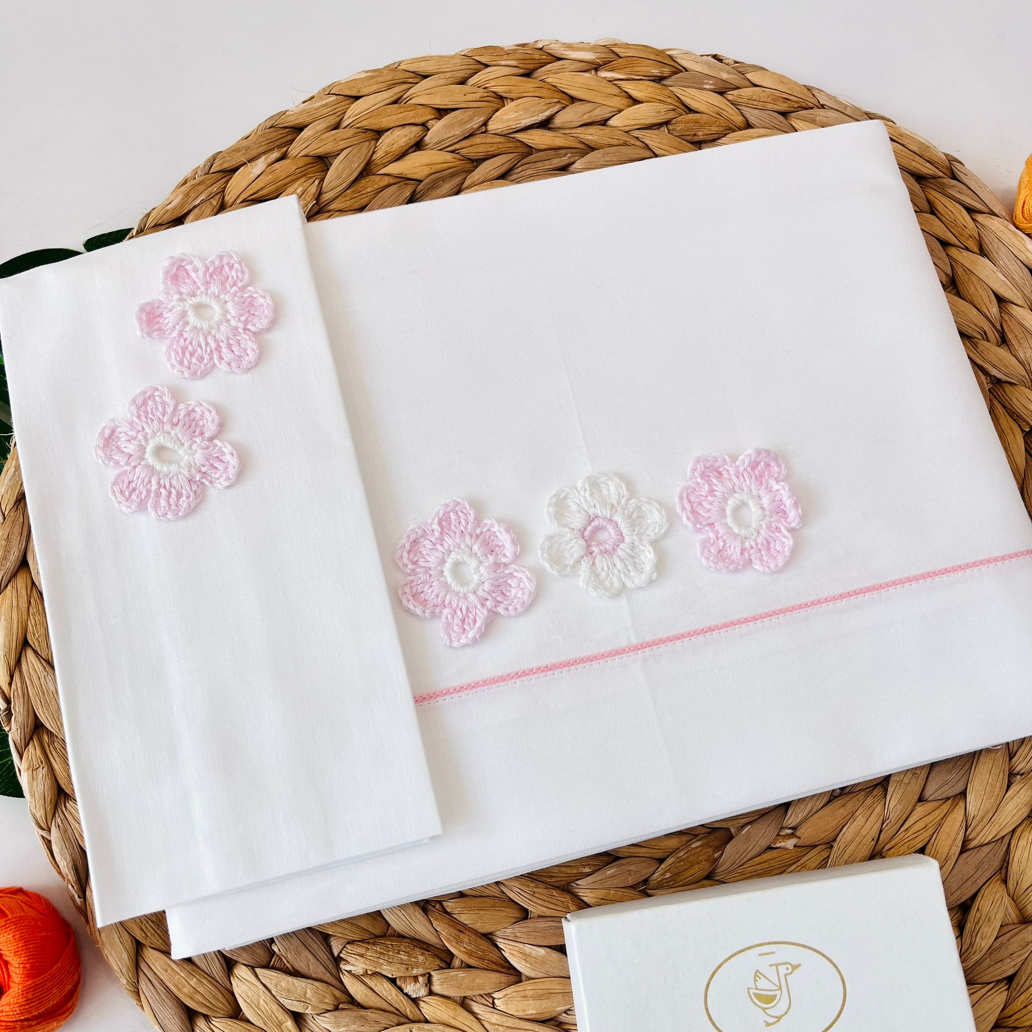 SET LENZUOLA 100 % COTONE BIANCO UNCINETTO - Noi da piccoli