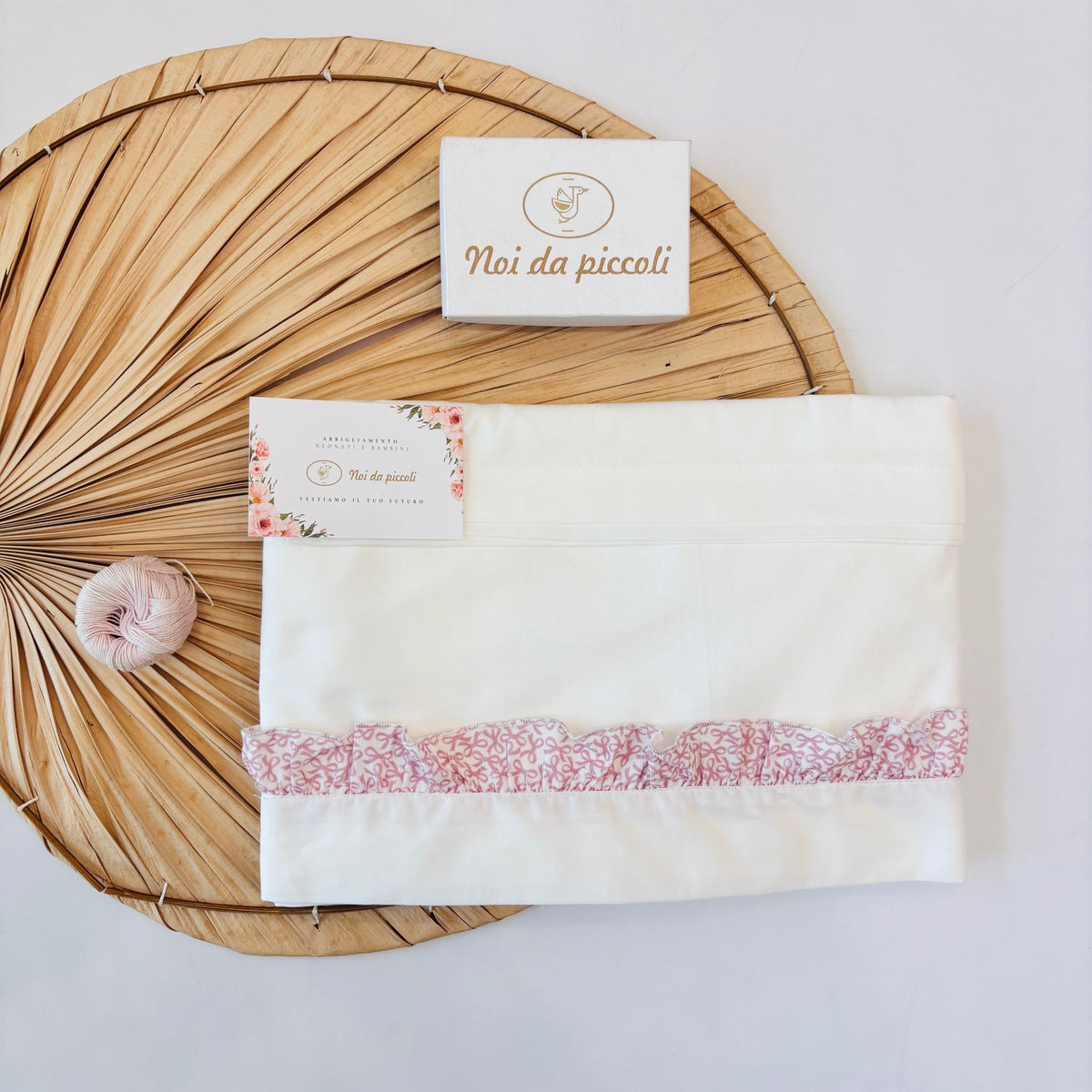 SET LENZUOLA 100% COTONE CLIO BIANCO ROSA - Noi da piccoli