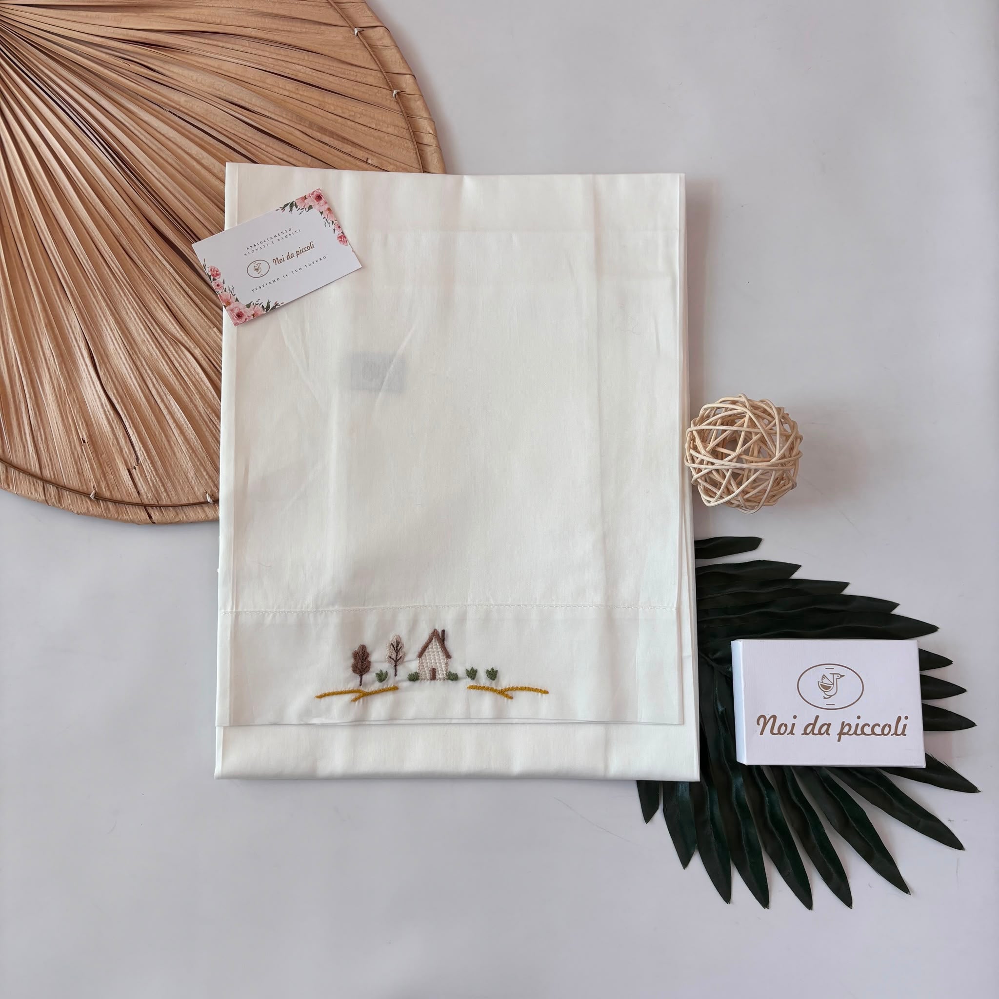 SET LENZUOLA 100 % COTONE PANNA ALBERELLI E CASETTA - Noi da piccoli