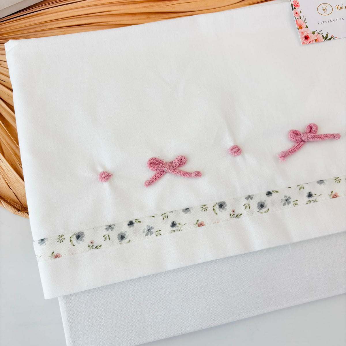 Set Lenzuola 100% Cotone Panna Bebe' Margo' - Noi da piccoli