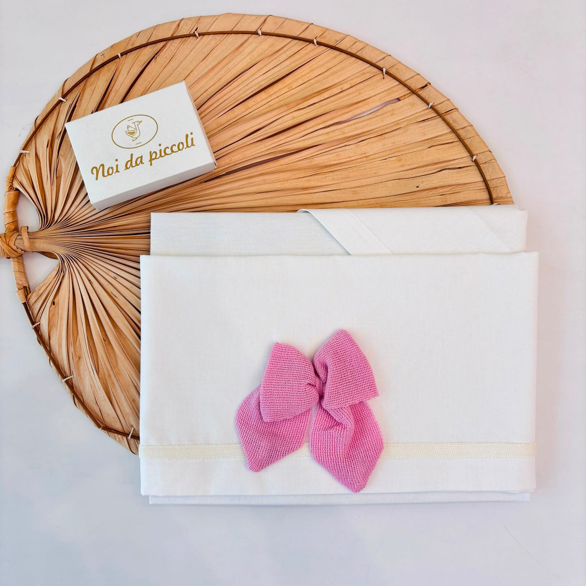 Set Lenzuola 100% Cotone Panna Rosa Bebe' Margo' - Noi da piccoli
