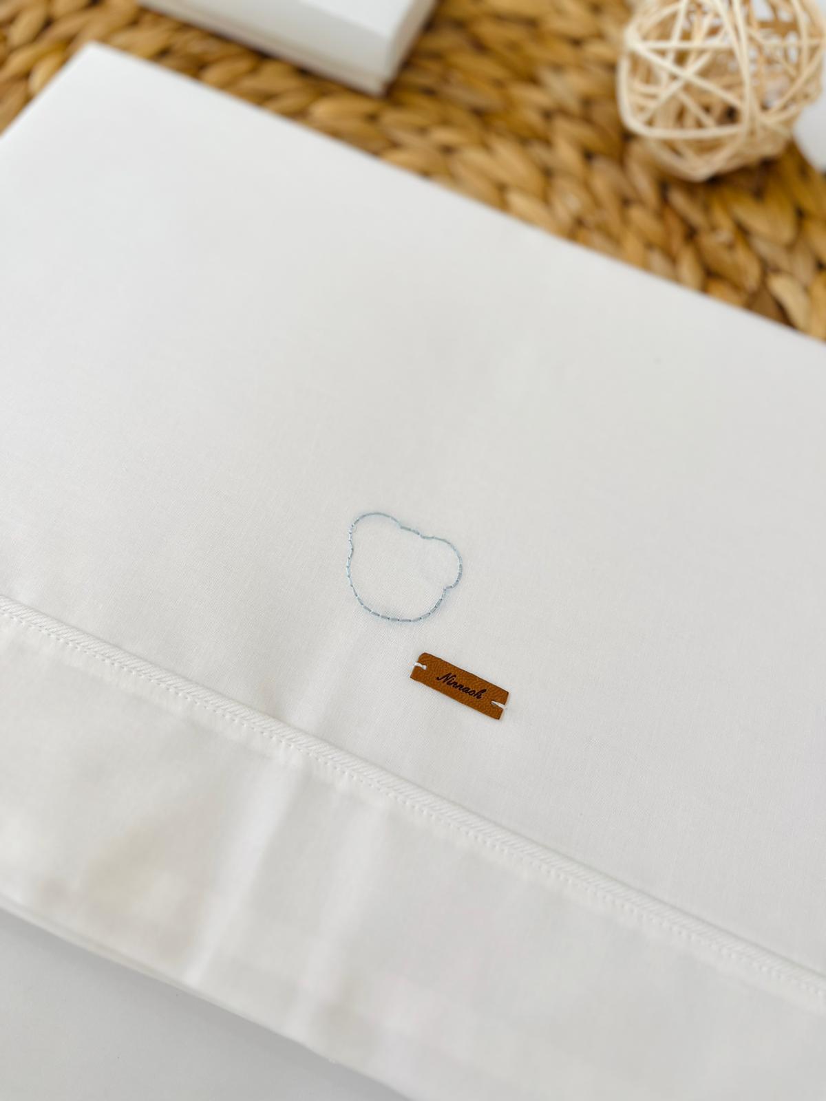 SET LENZUOLA CARROZZINA CON ORSETTO Bianco Cielo - Noi da piccoli