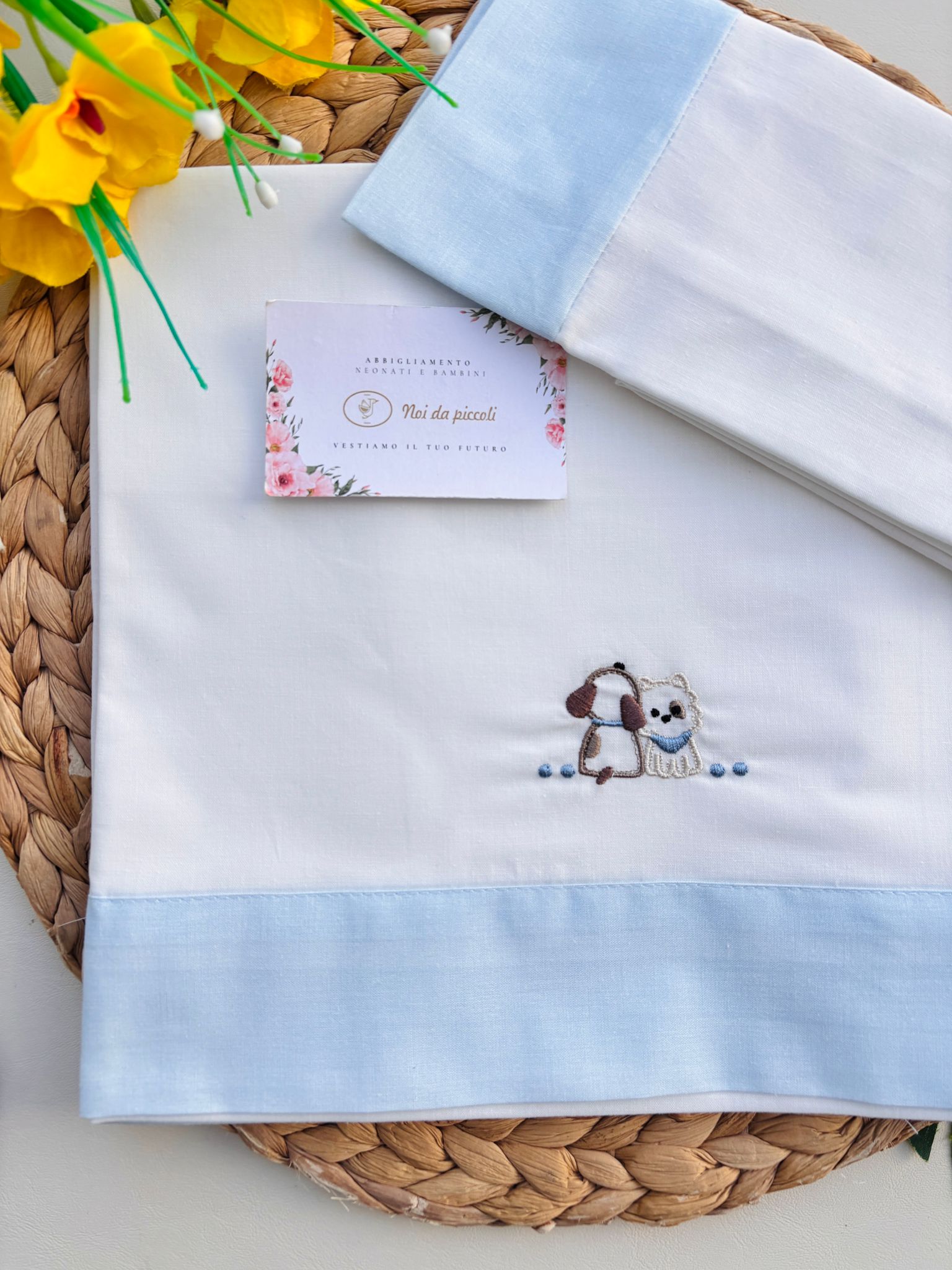 SET LENZUOLA CULLA IN COTONE ORSETTI CIELO - Noi da piccoli