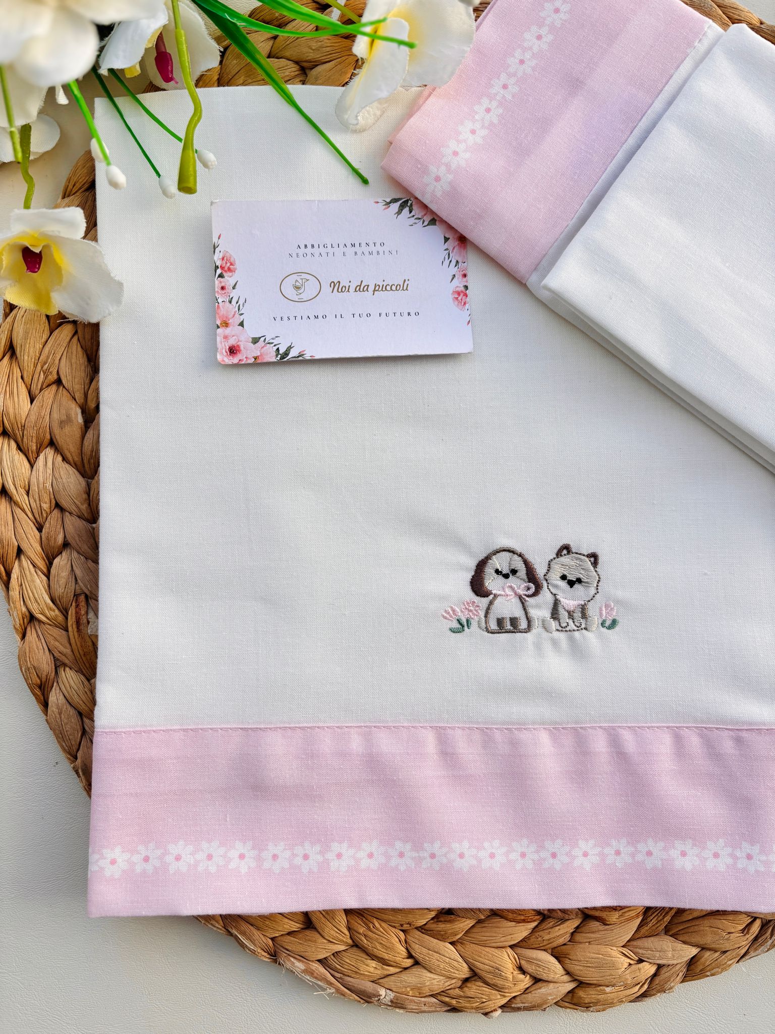 SET LENZUOLA CULLA IN COTONE ORSETTI ROSA - Noi da piccoli