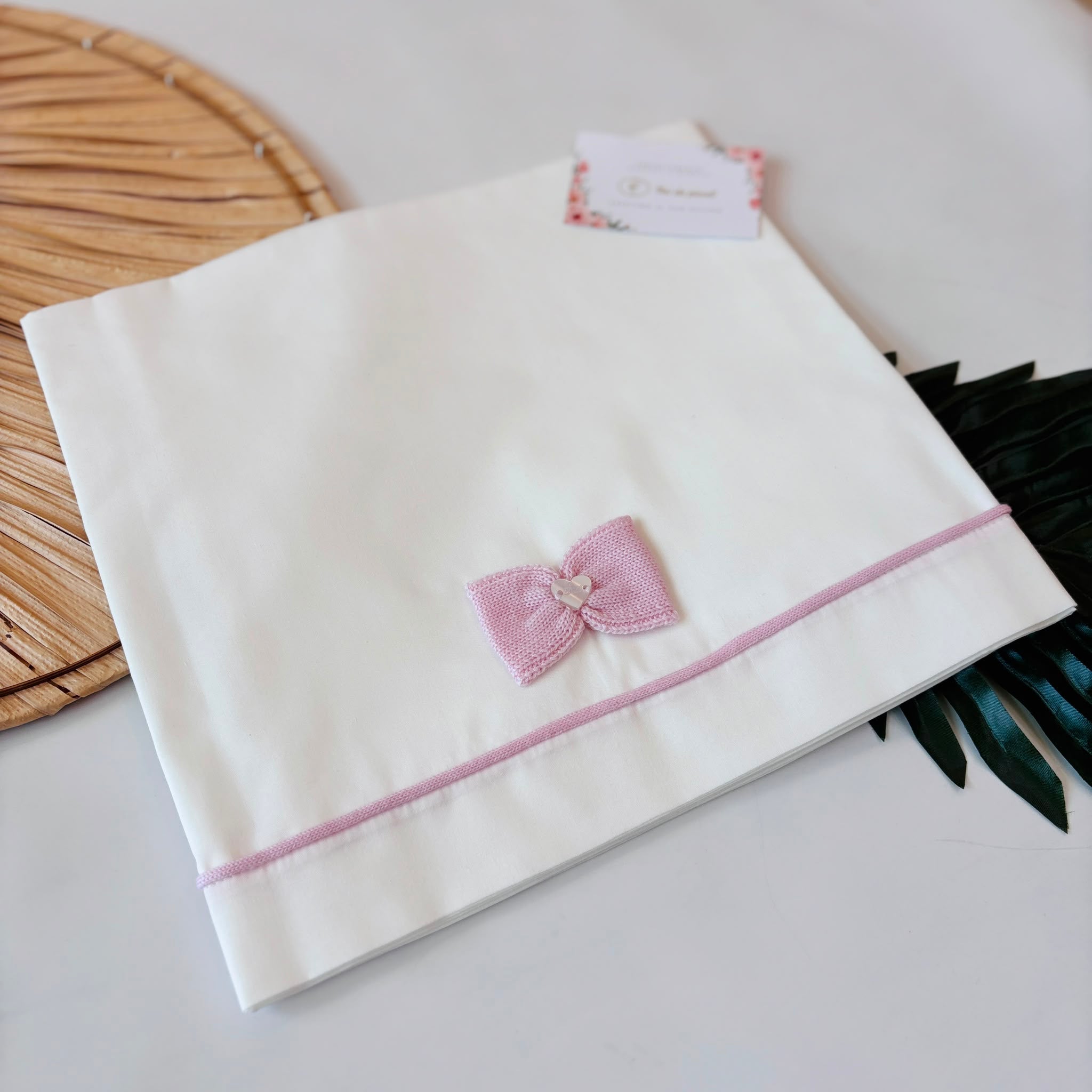 SET LENZUOLA FIOCCO CENTRALE 100 % COTONE PANNA - Noi da piccoli