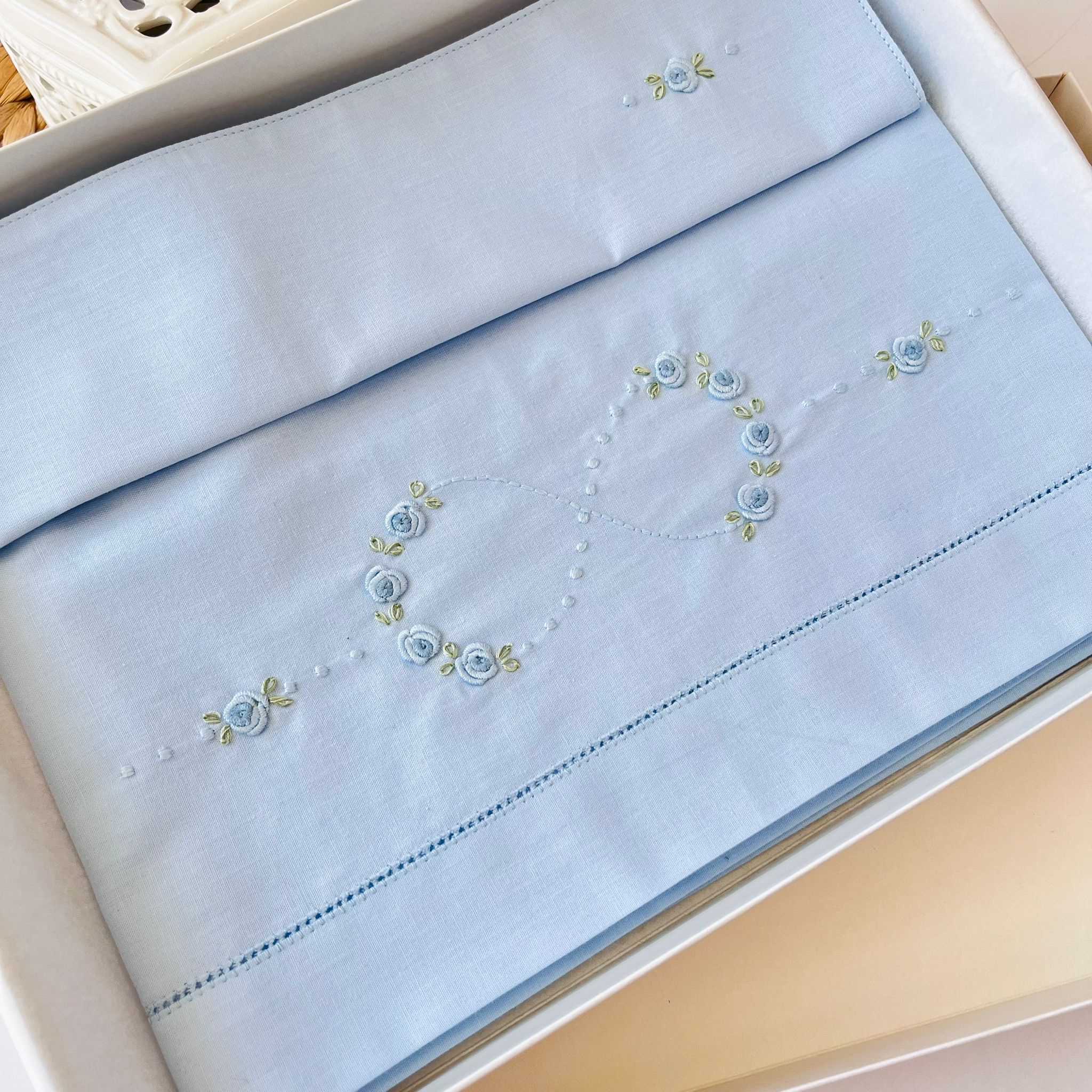 SET LENZUOLA INFINITO 100 % COTONE CELESTE - Noi da piccoli