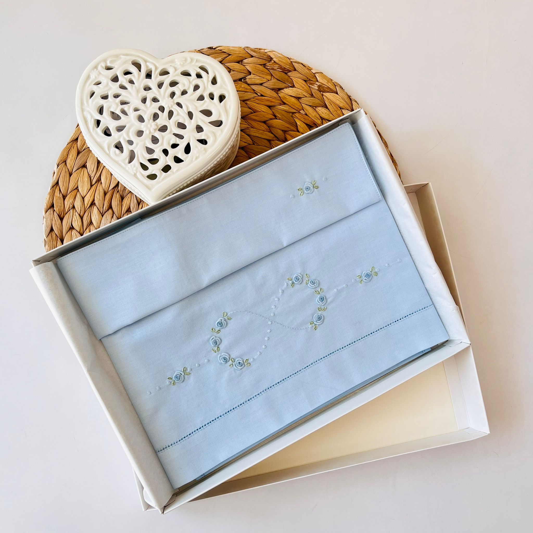 SET LENZUOLA INFINITO 100 % COTONE CELESTE - Noi da piccoli