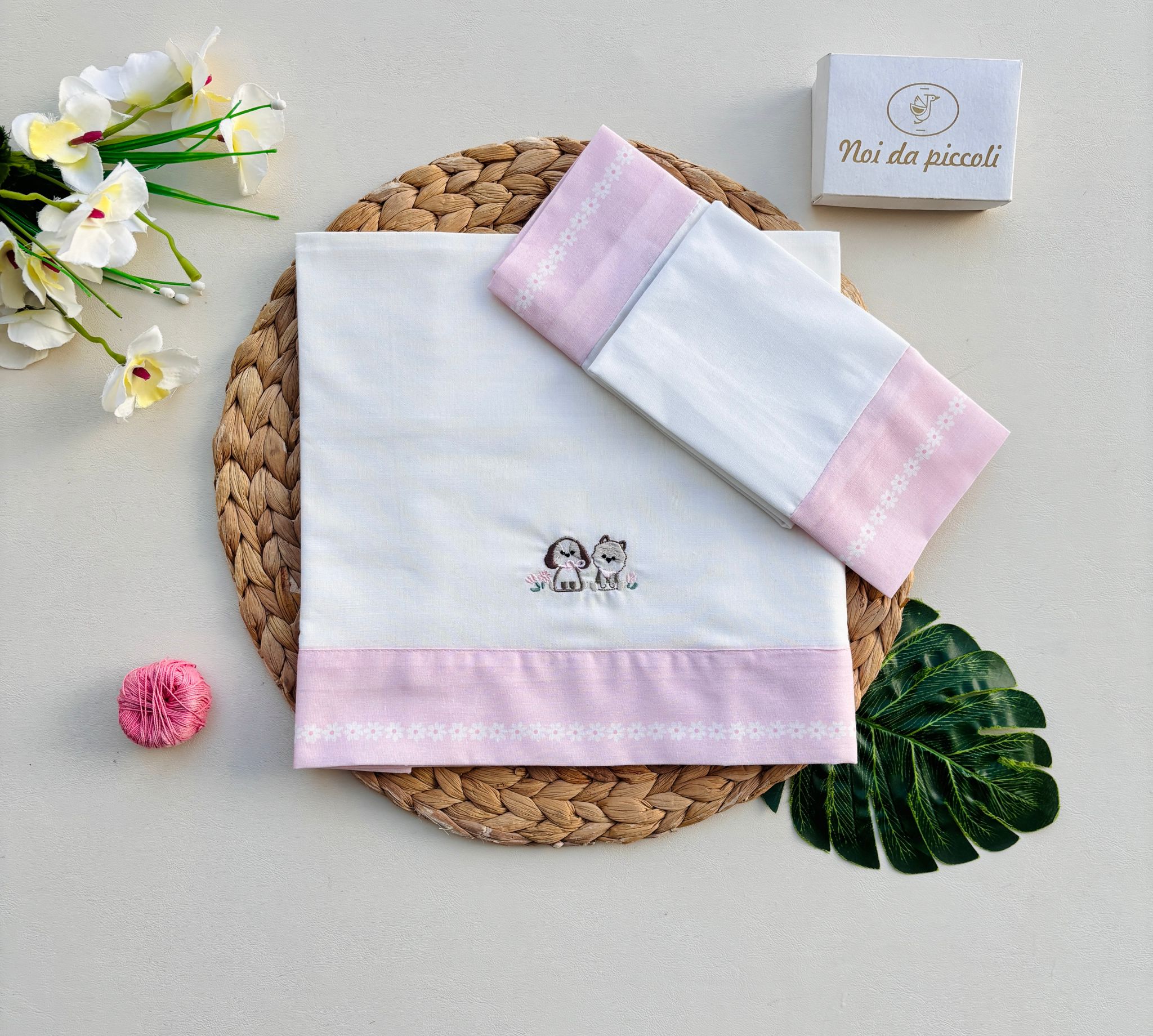 SET LENZUOLA LETTINO IN COTONE ORSETTI ROSA - Noi da piccoli