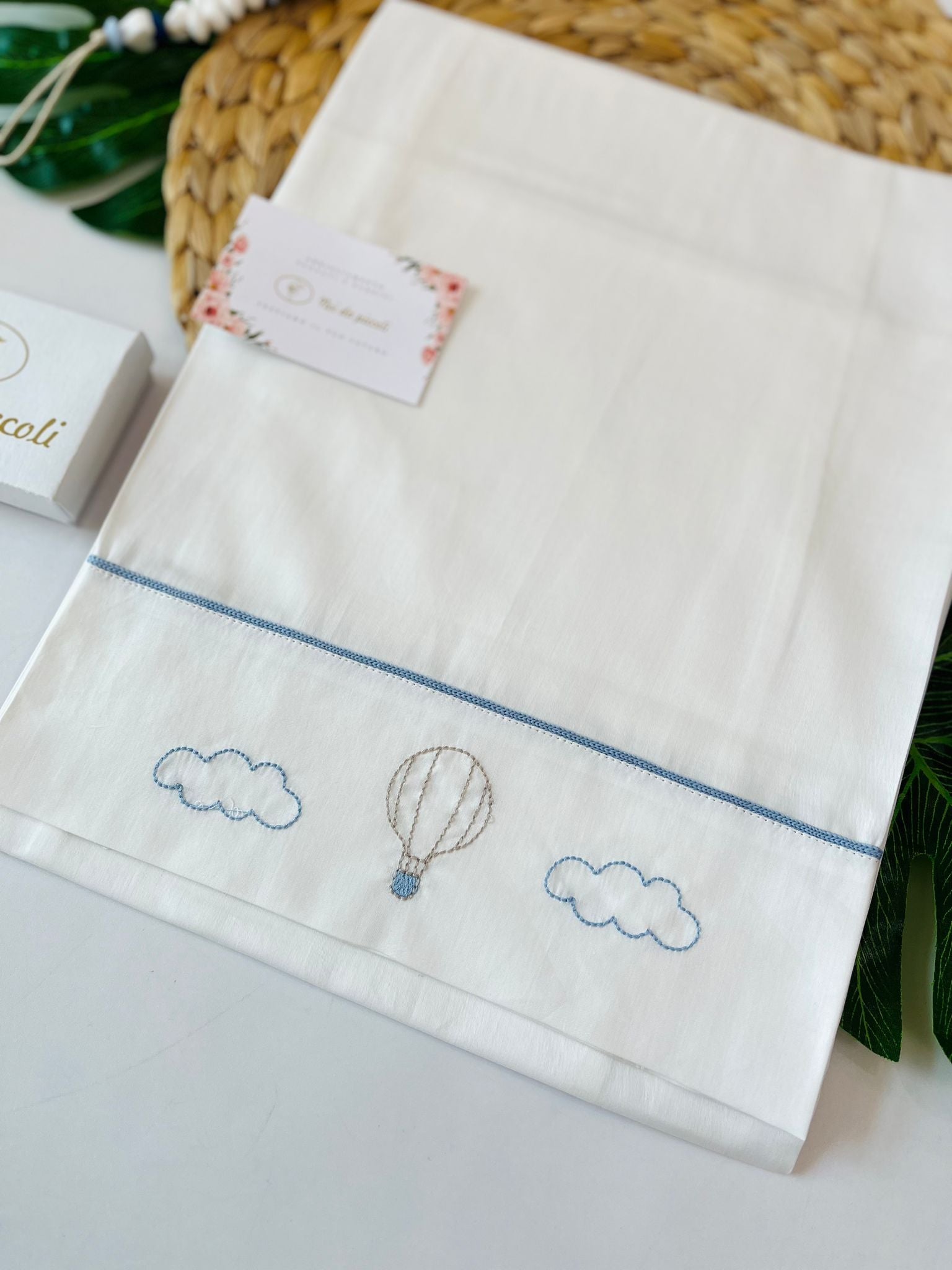 SET LENZUOLA MONGOLFIERA CIELO POLVERE - Noi da piccoli