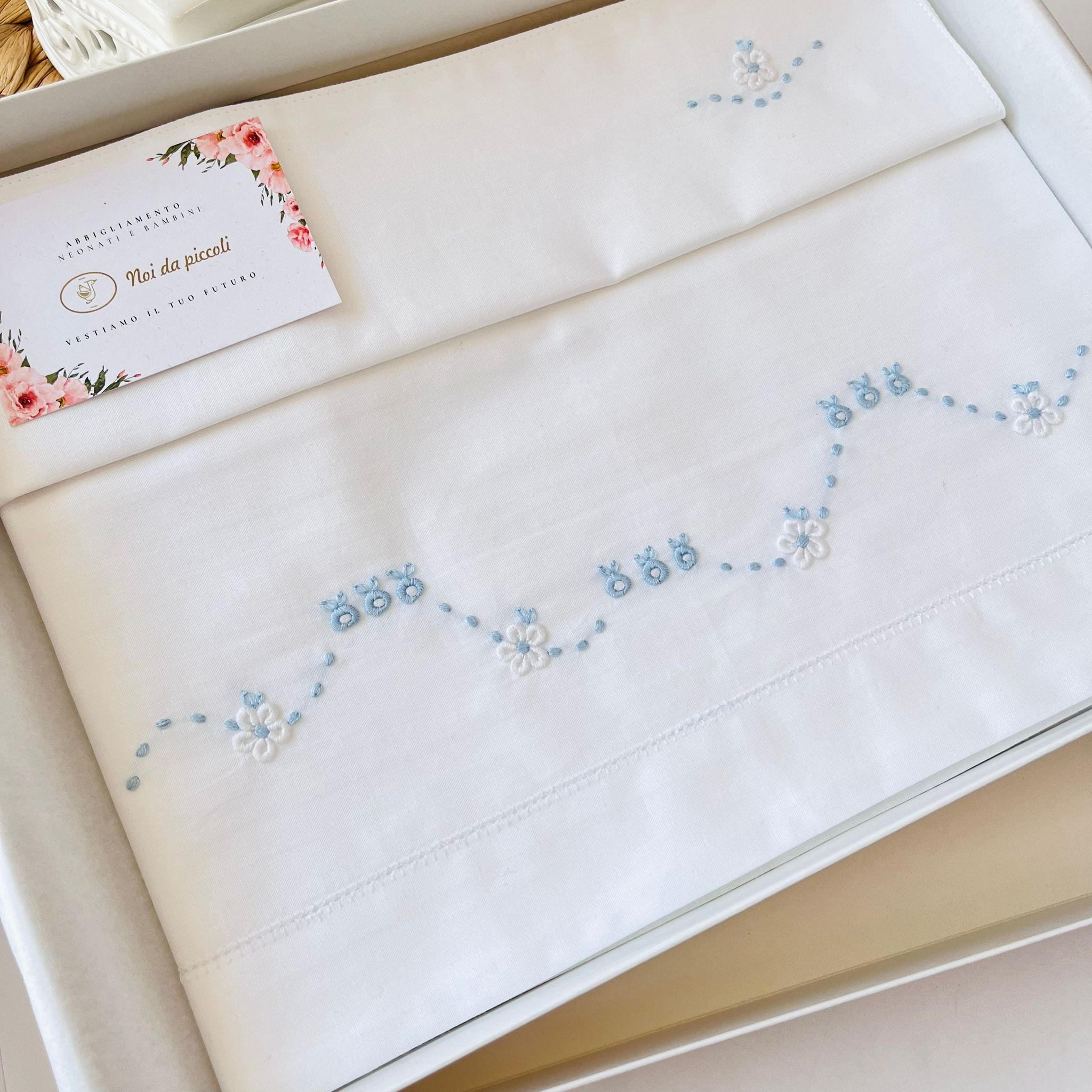 SET LENZUOLA ONDINA 100 % COTONE CIELO - Noi da piccoli