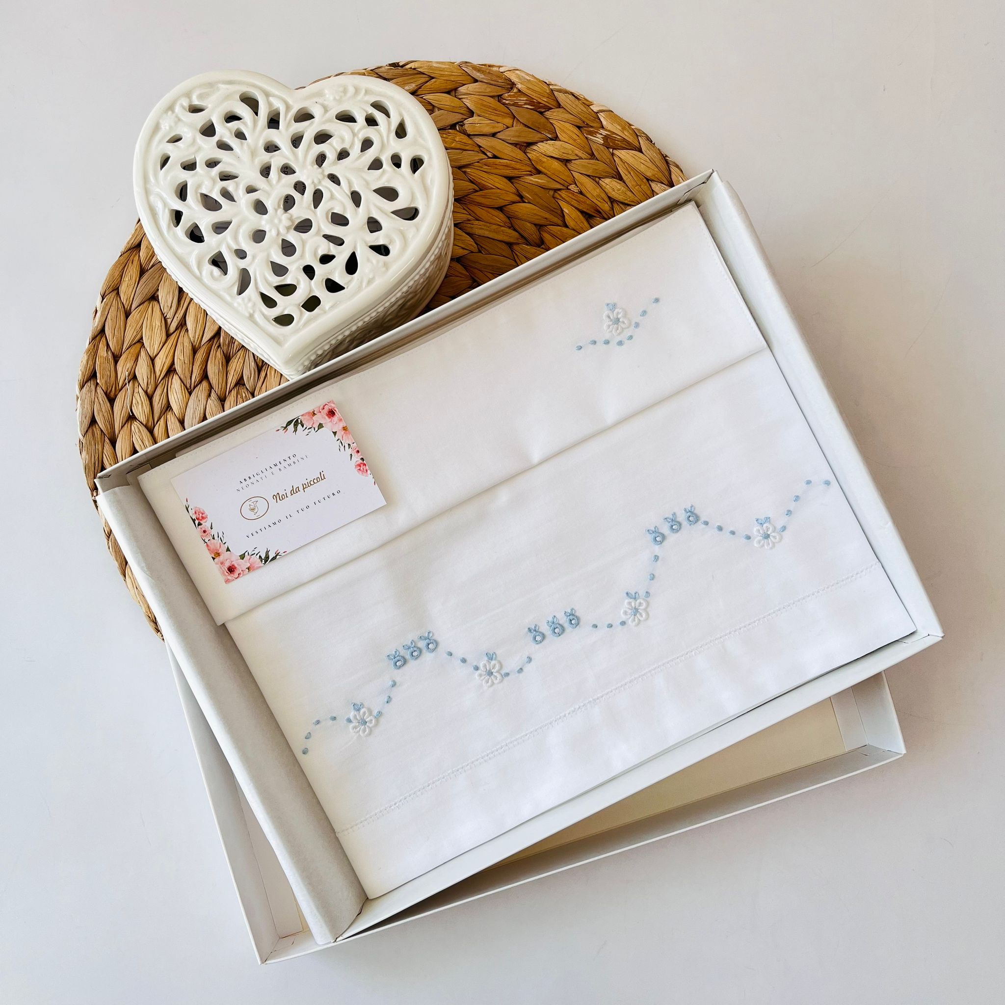 SET LENZUOLA ONDINA 100 % COTONE CIELO - Noi da piccoli