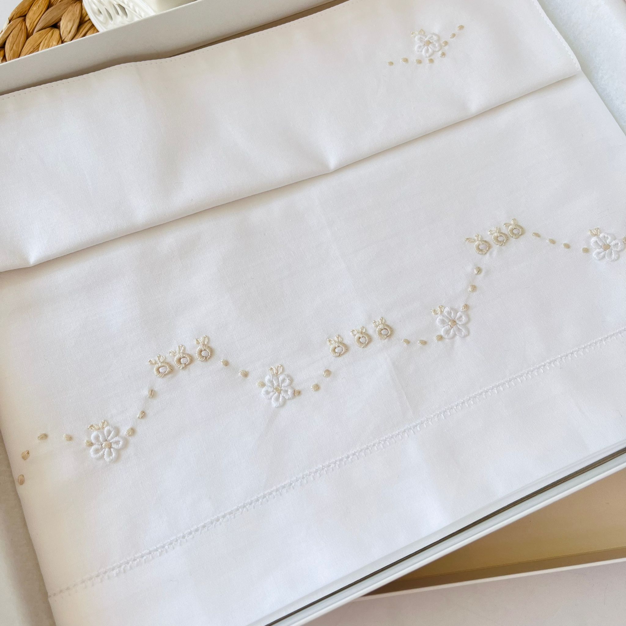 SET LENZUOLA ONDINA 100 % COTONE ECRU - Noi da piccoli