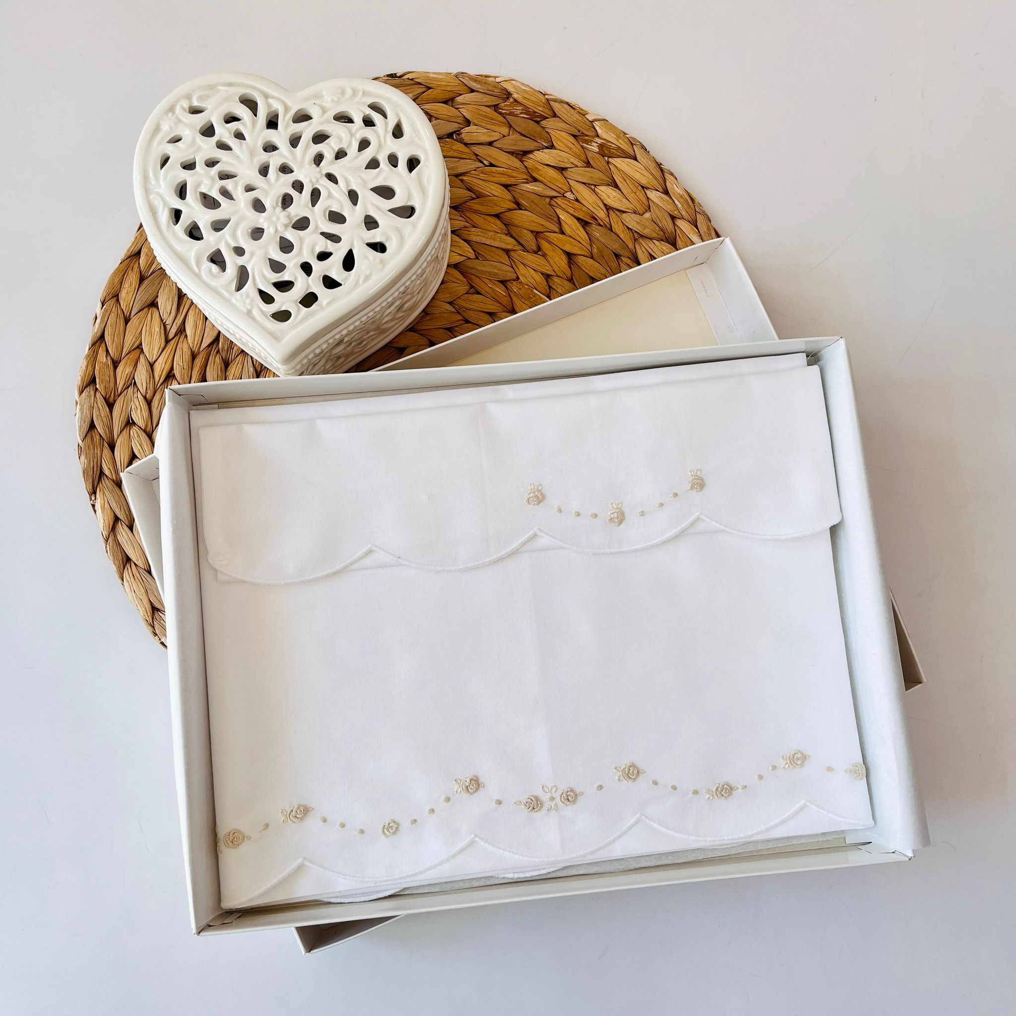 SET LENZUOLA ONDULATO 100 % COTONE ECRU - Noi da piccoli
