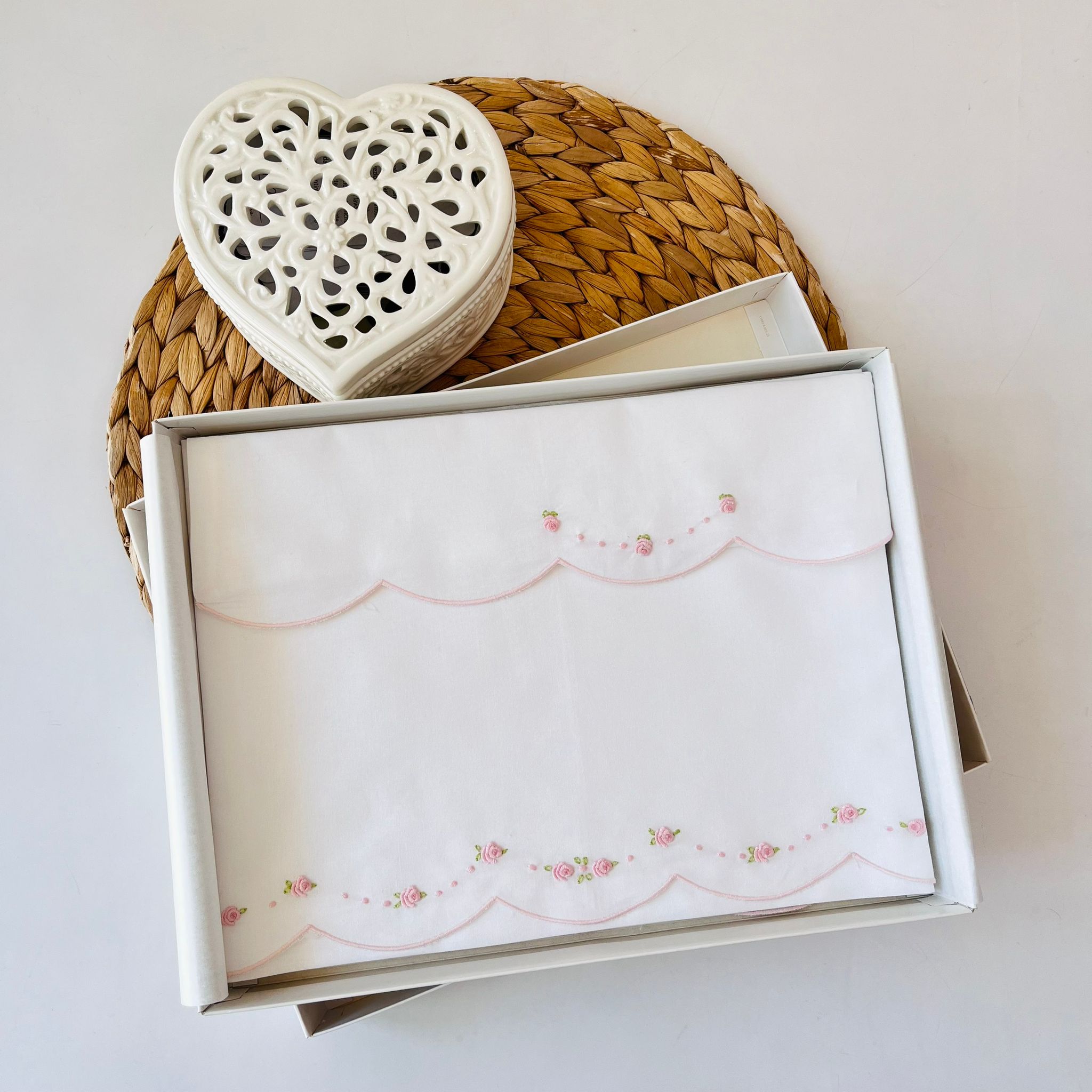 SET LENZUOLA ONDULATO 100 % COTONE ROSA - Noi da piccoli