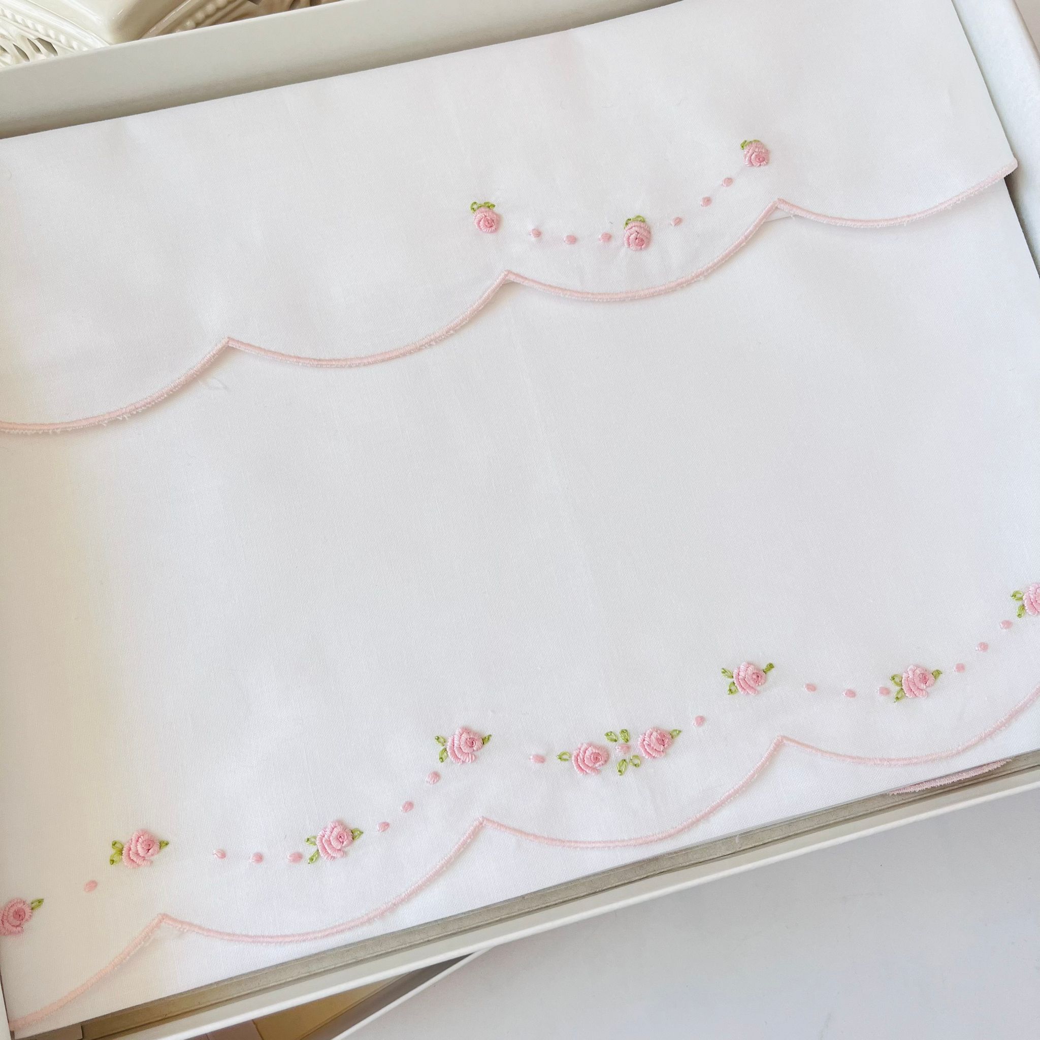 SET LENZUOLA ONDULATO 100 % COTONE ROSA - Noi da piccoli