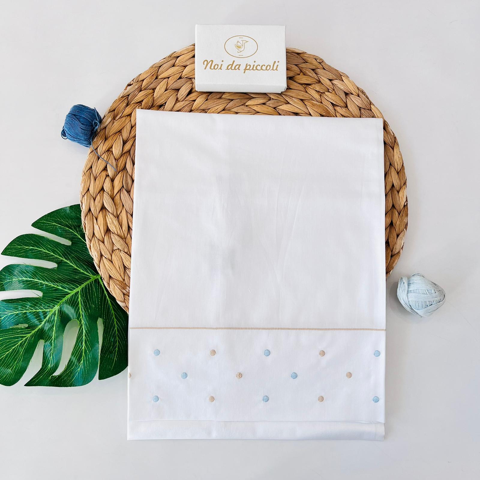 SET LENZUOLA POIS 100 % COTONE POLVERE BIANCO - Noi da piccoli