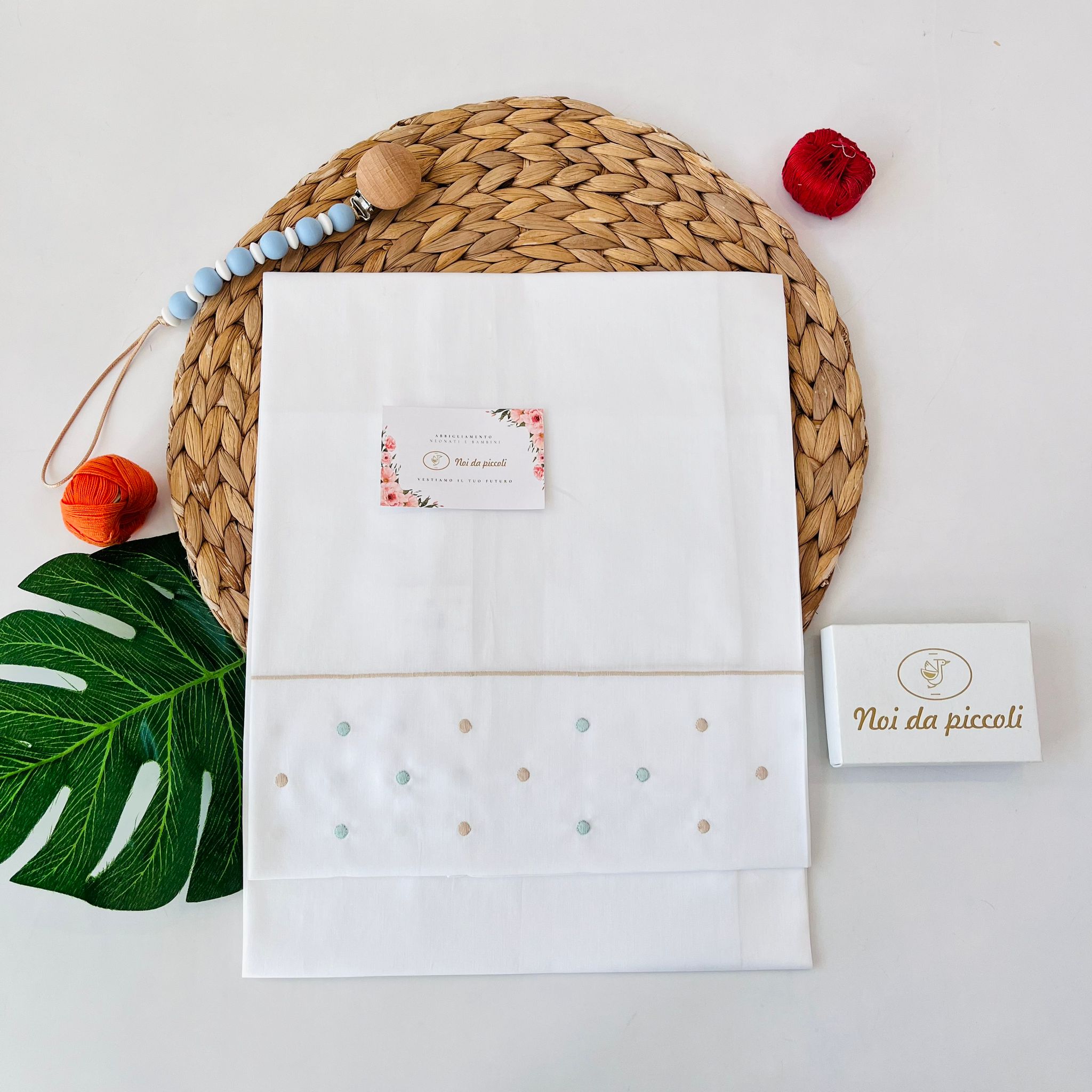 SET LENZUOLA POIS 100 % COTONE VERDE SALVIA - Noi da piccoli