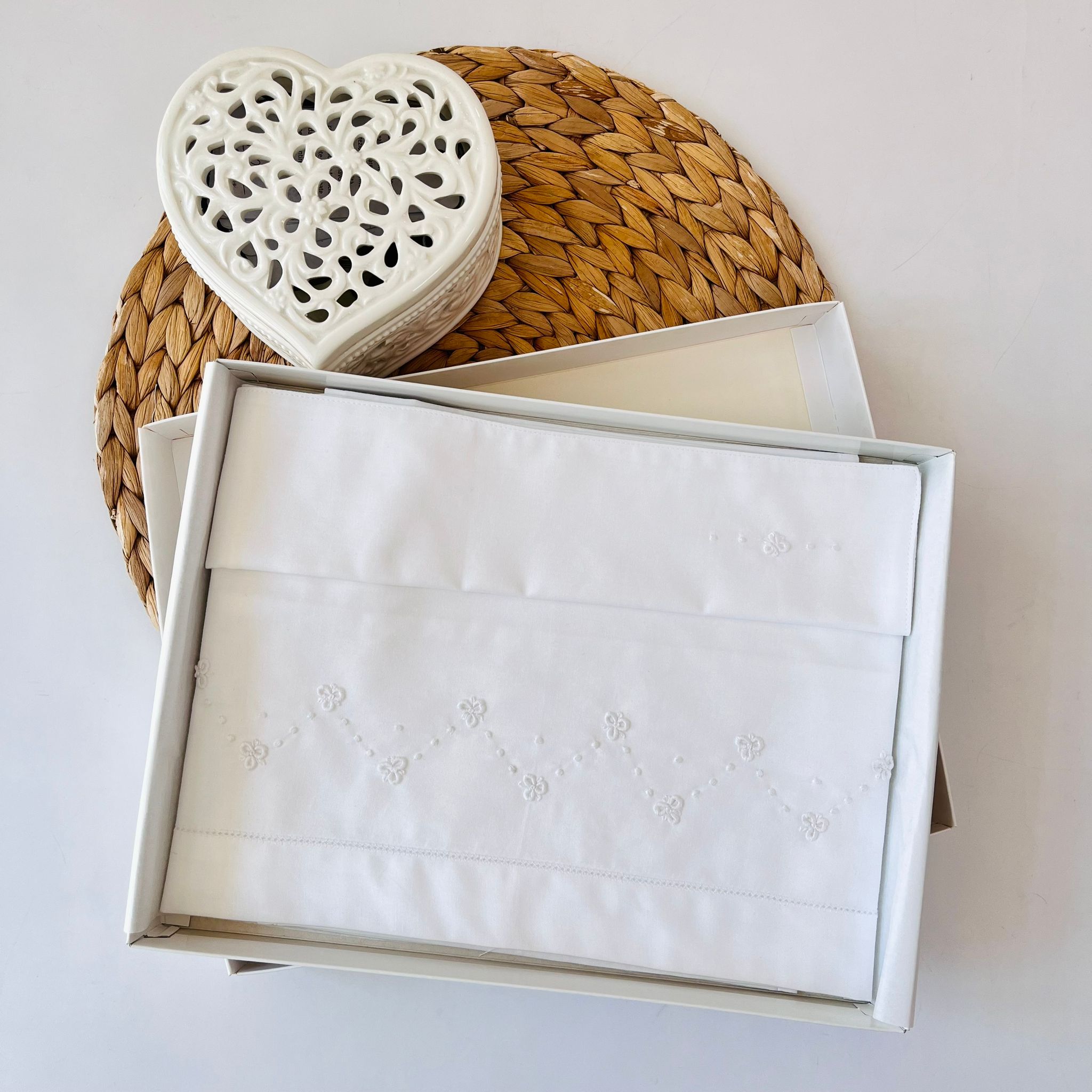 SET LENZUOLA ZIG ZAG 100 % COTONE BIANCO - Noi da piccoli