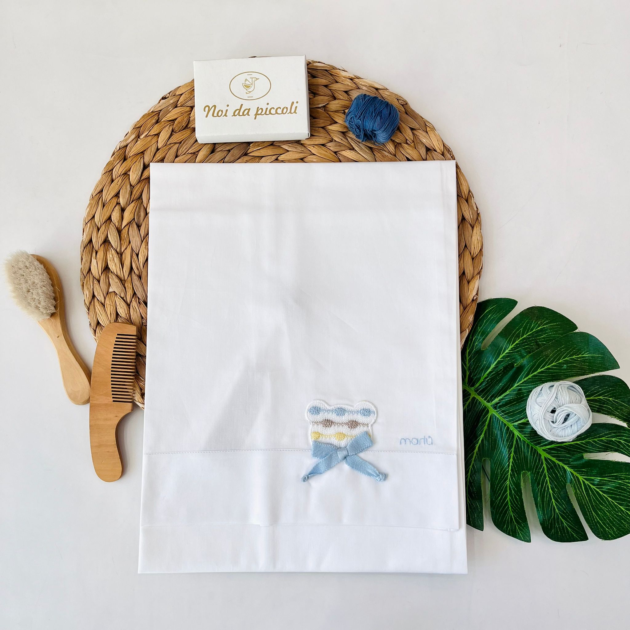 SET LENZUOLINO ORSETTO 100 % COTONE POLVERE MULTICOLOR - Noi da piccoli