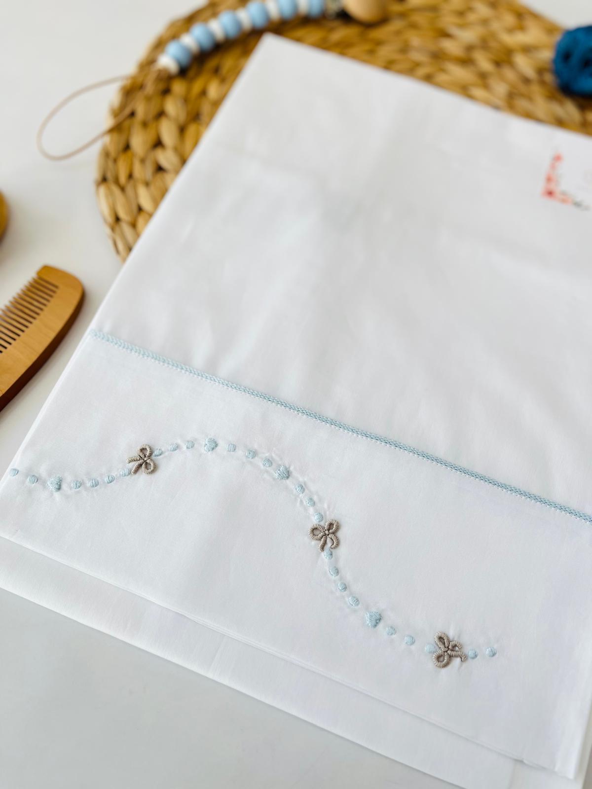 SET LENZUOLO 3 FIOCCHETTI POLVERE NOCE - Noi da piccoli