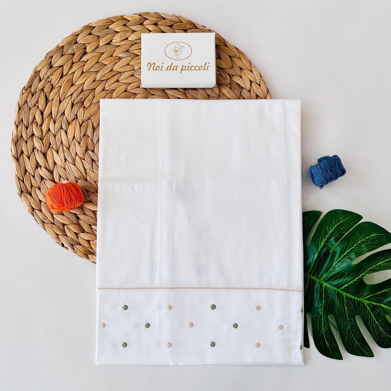 SET LENZUOLO POIS 100 % COTONE OLIVA SABBIA - Noi da piccoli
