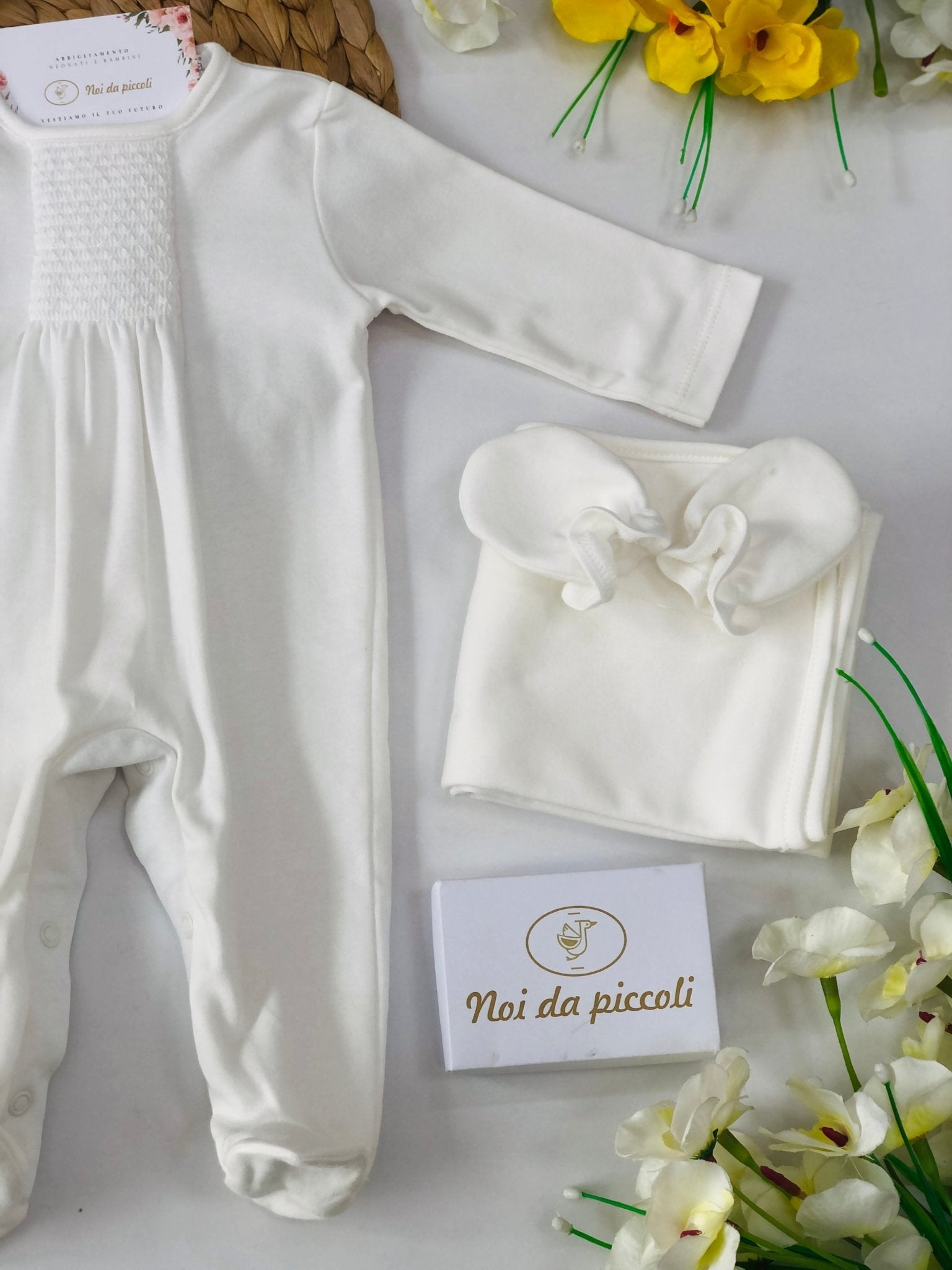 SET NASCITA CALDO COTONE BIANCO - Noi da piccoli