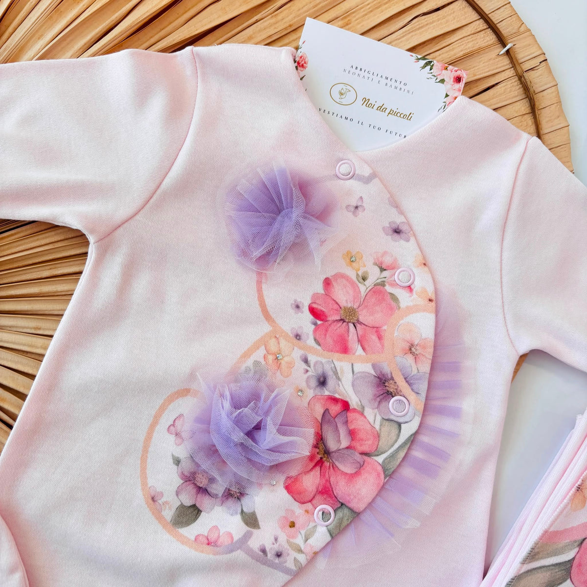 SET NASCITA in cotone caldo mix fiorellini ROSA - Noi da piccoli