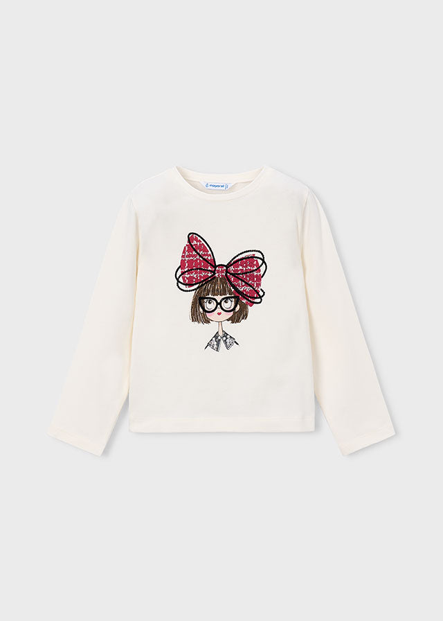 MAGLIA IN COTONE CALDO CRUDO CON BIMBA CON GLI OCCHIALI