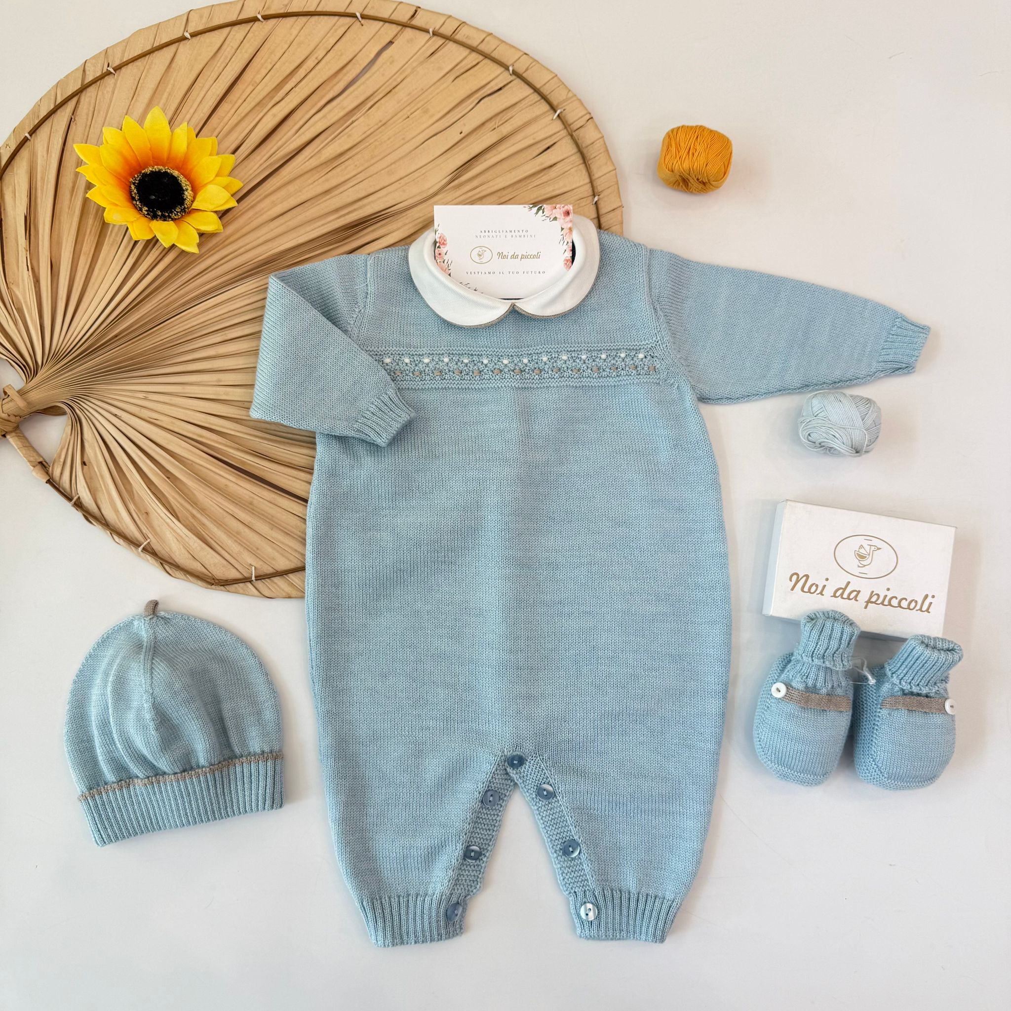 TUTINA CON PARURE 100% PURA LANA MERINO EXTRAFINE POLVERE