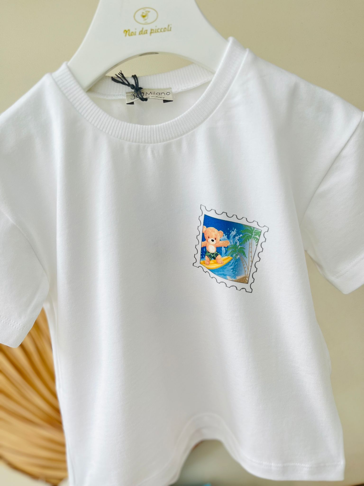 T - SHIRT 100 % COTONE BIANCO FRANCOBOLLO - Noi da piccoli